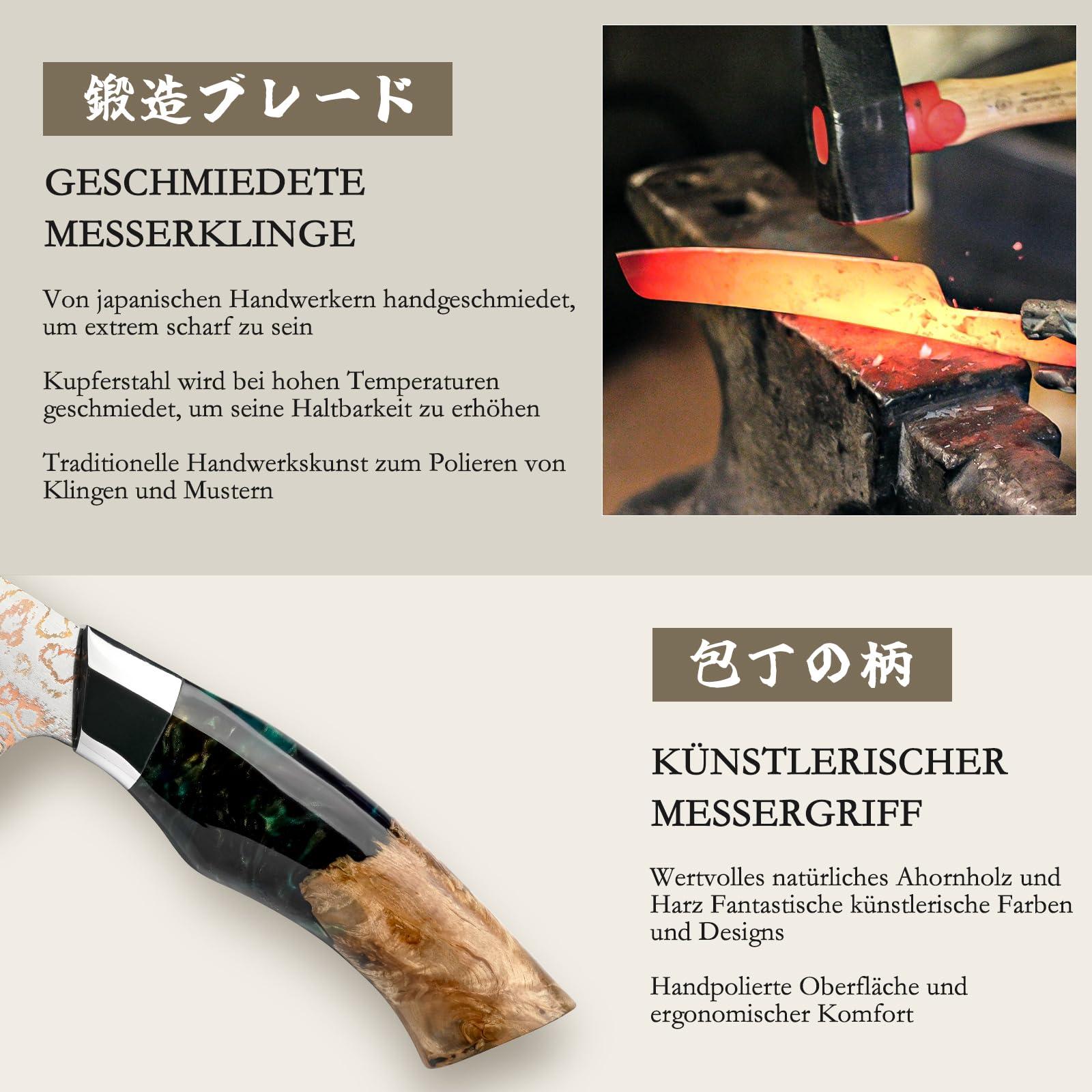 SHAN ZU Vase Damaskuse Santoku Nuga – Käsitsi Sepistatud Jaapani Terav Kokkade Nuga, 33 Kihi Damaskuse Teras, Professionaalne Kööginuga 18CM – VENUS Seeria – lisavaade