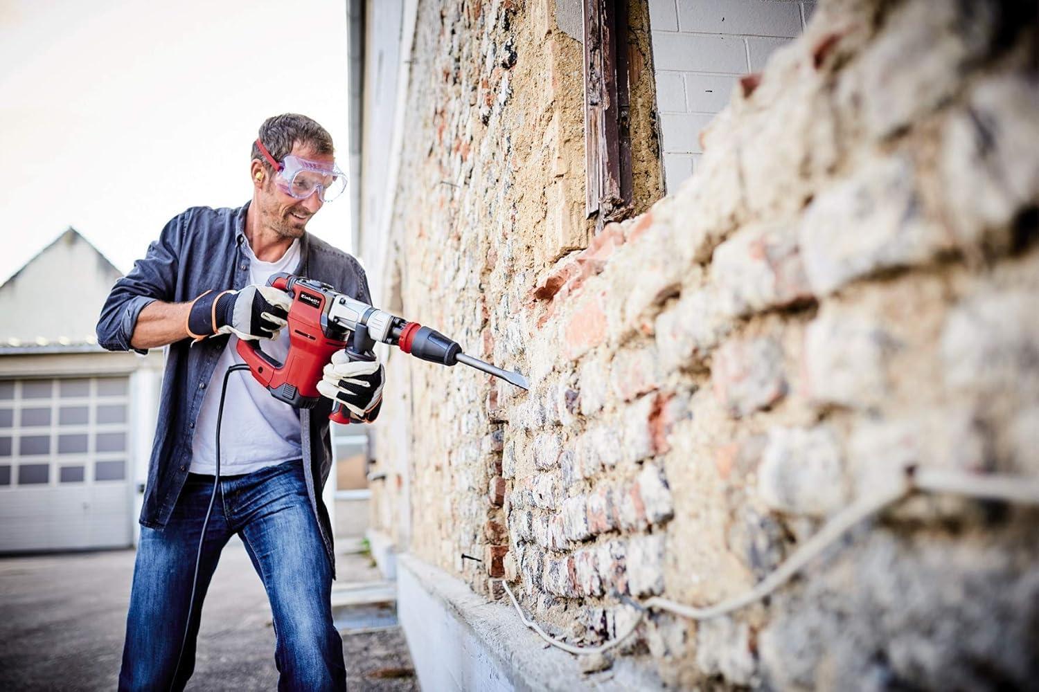 Einhell lammutushaamer TE-DH 12 (1 050 W, 4 100 lööki/min, 12 J löögijõud, SDS-max tööriistahoidik, 4 m kummikaabel, sisaldab otsik- ja lamepeitlit, E-Box M55 kohver) – kasutusnäide