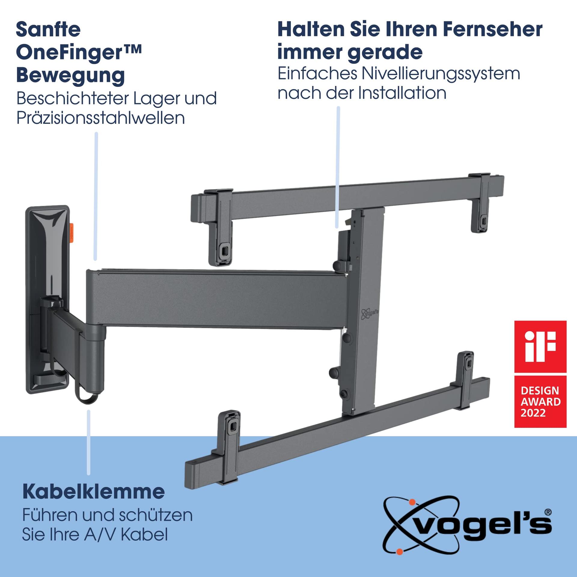 Vogel’s Comfort TVM 3665 OLED TV seinakinnitus, 40-77 tolli, 180° pööratav, VESA 600×400, kuni 35 kg – pakend ja tarvikud