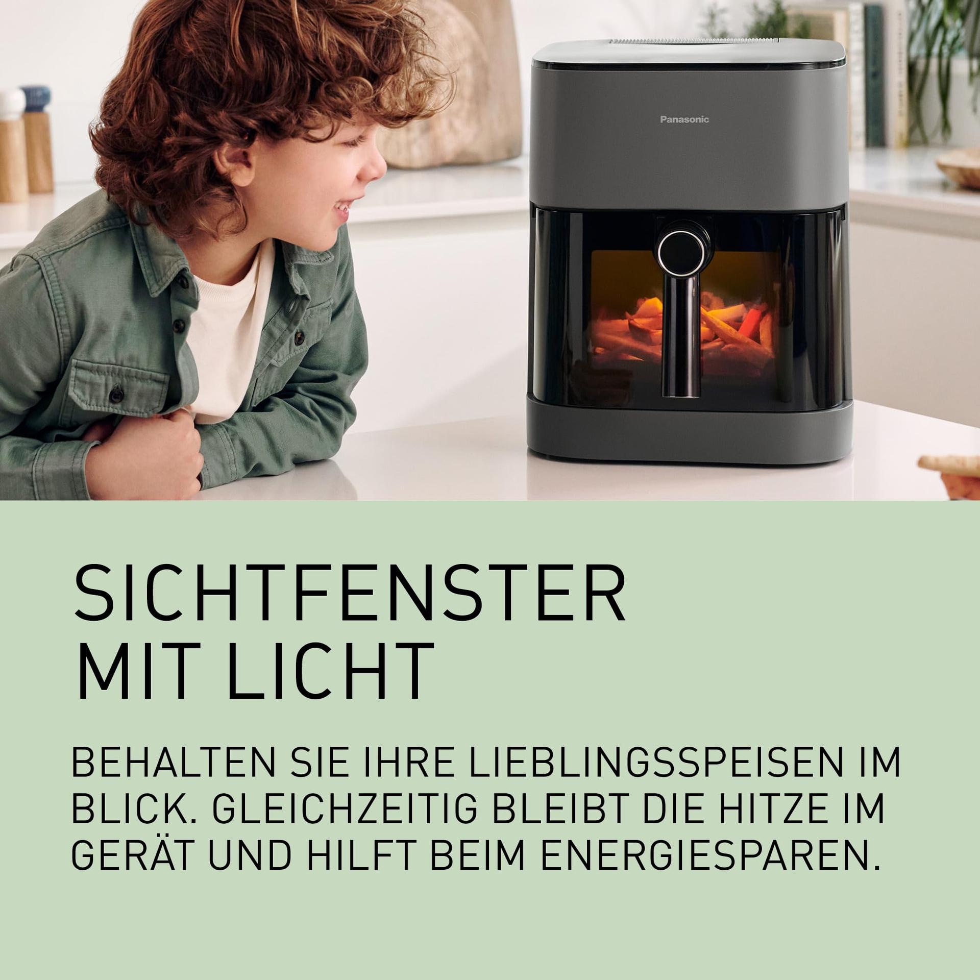 Panasonic NF-CC500SXE kuumaõhufritüür vaatlusakna ja aurulisandiga, 5 l, 80–200 °C, ETM auhind 2024, digitaalne taimer ja LCD-ekraan, lihtne puhastamine, matt hall – kasutusnäide