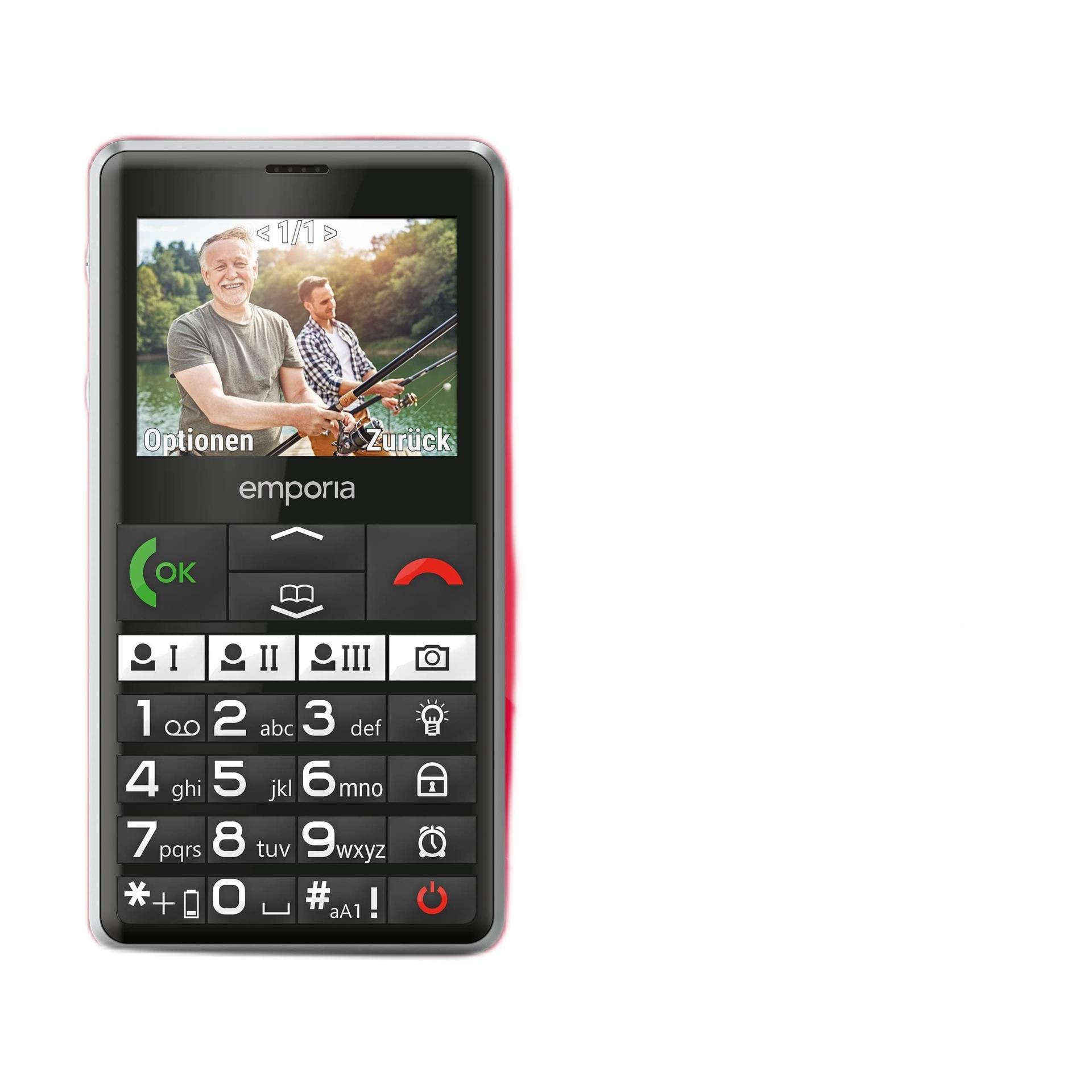 emporiaPURE-LTE, 4G seenioritele mõeldud nuputelefon, lepinguvaba mobiiltelefon hädaabinupuga, must