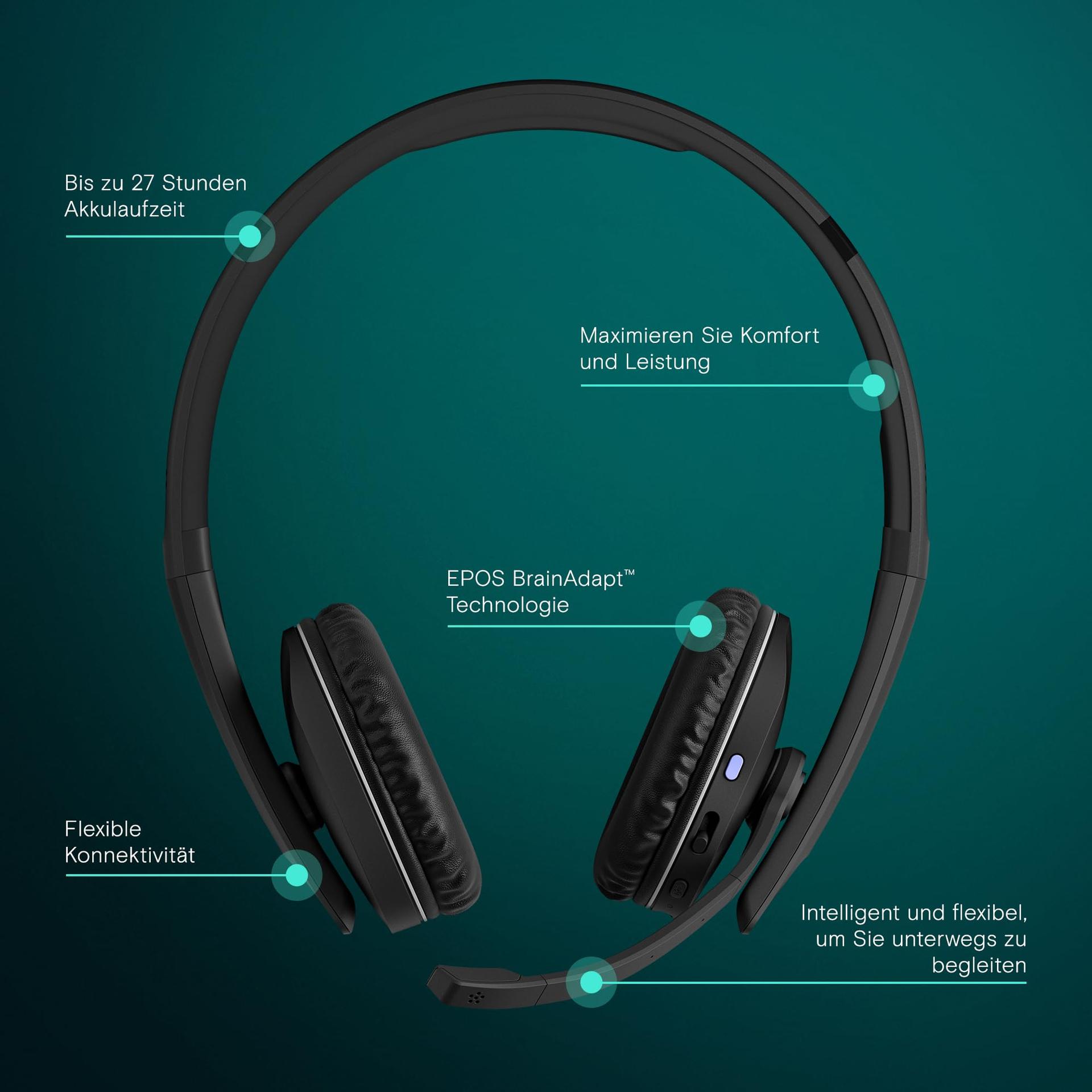 EPOS C20 seeria juhtmevaba peakomplekt: Mitme seadme ühenduvus, Kuni 27h aku kestvus, Microsoft Teams ja Zoom sertifikaat, Elegantne disain, On-Ear mugavus, Ideaalne tööks ja õppimiseks – detailne vaade