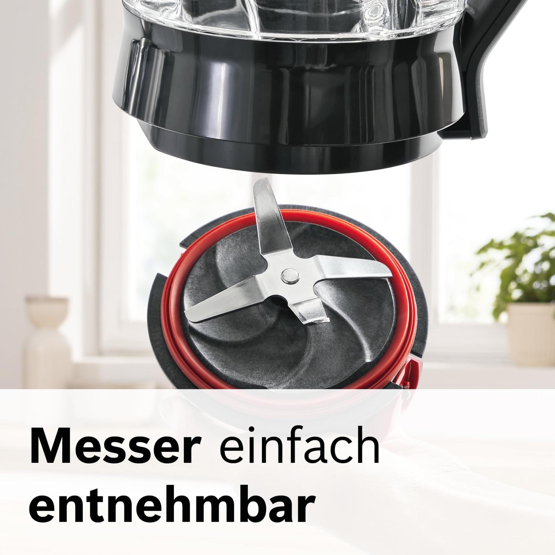 Bosch VitaPower Serie 4 blender MMB6174SN, uuendatud versioon, kvaliteetsed roostevabast terasest terad, 1,5L klaaskann, 0,6L To-Go pudel, nõudepesumasinas pestavad osad, 30 000 p/min, 1200 W, hõbedane – pilt 7
