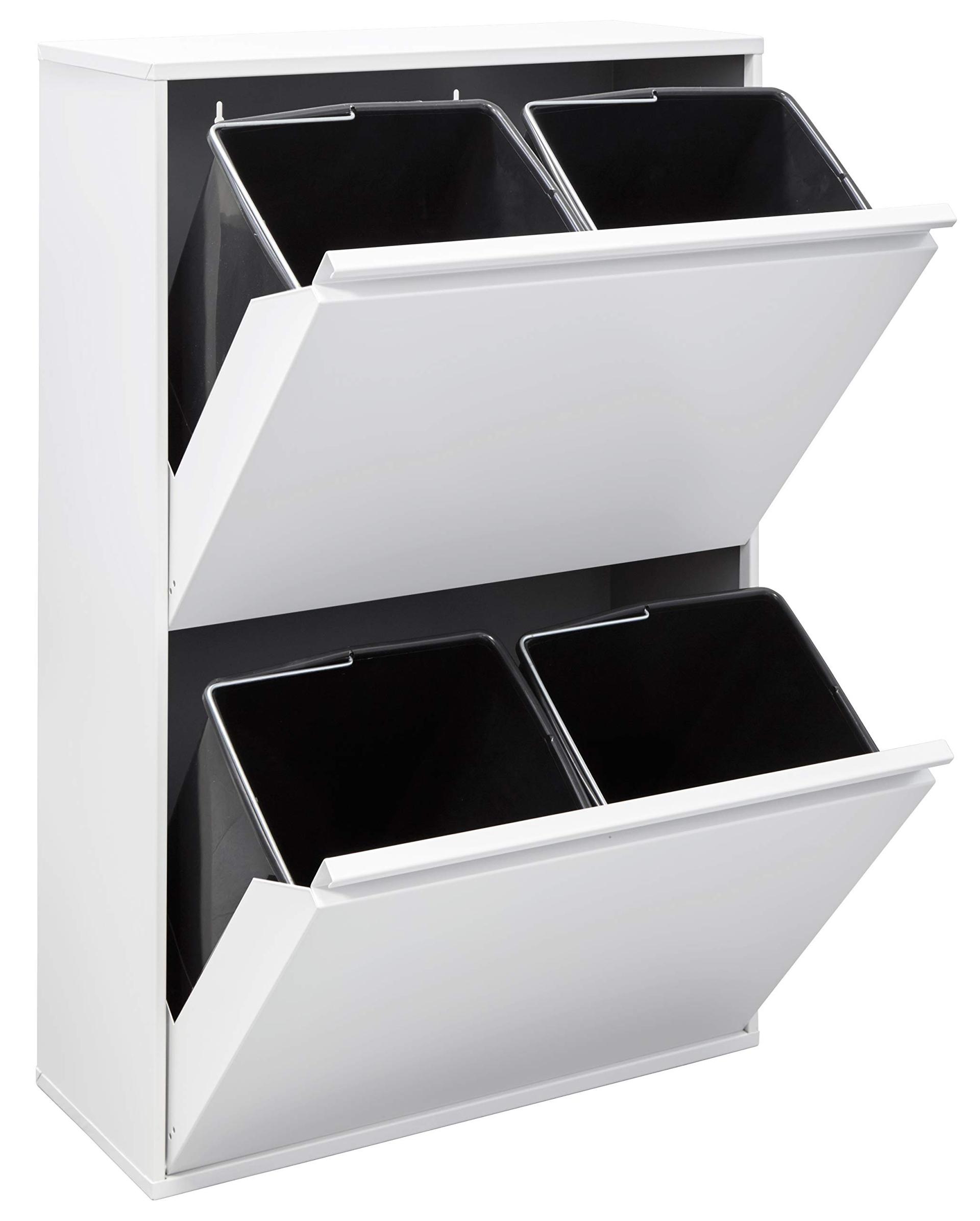 ARREGUI Basic CR601-B terasest prügisorteerimissüsteem | 4-sahtline prügikast kööki | 4-osaline prügikonteiner | 4x17L (68L) | Eemaldatavad sisekastid käepidemega | Prügikapi sorteerimislahendus | valge – detailne vaade