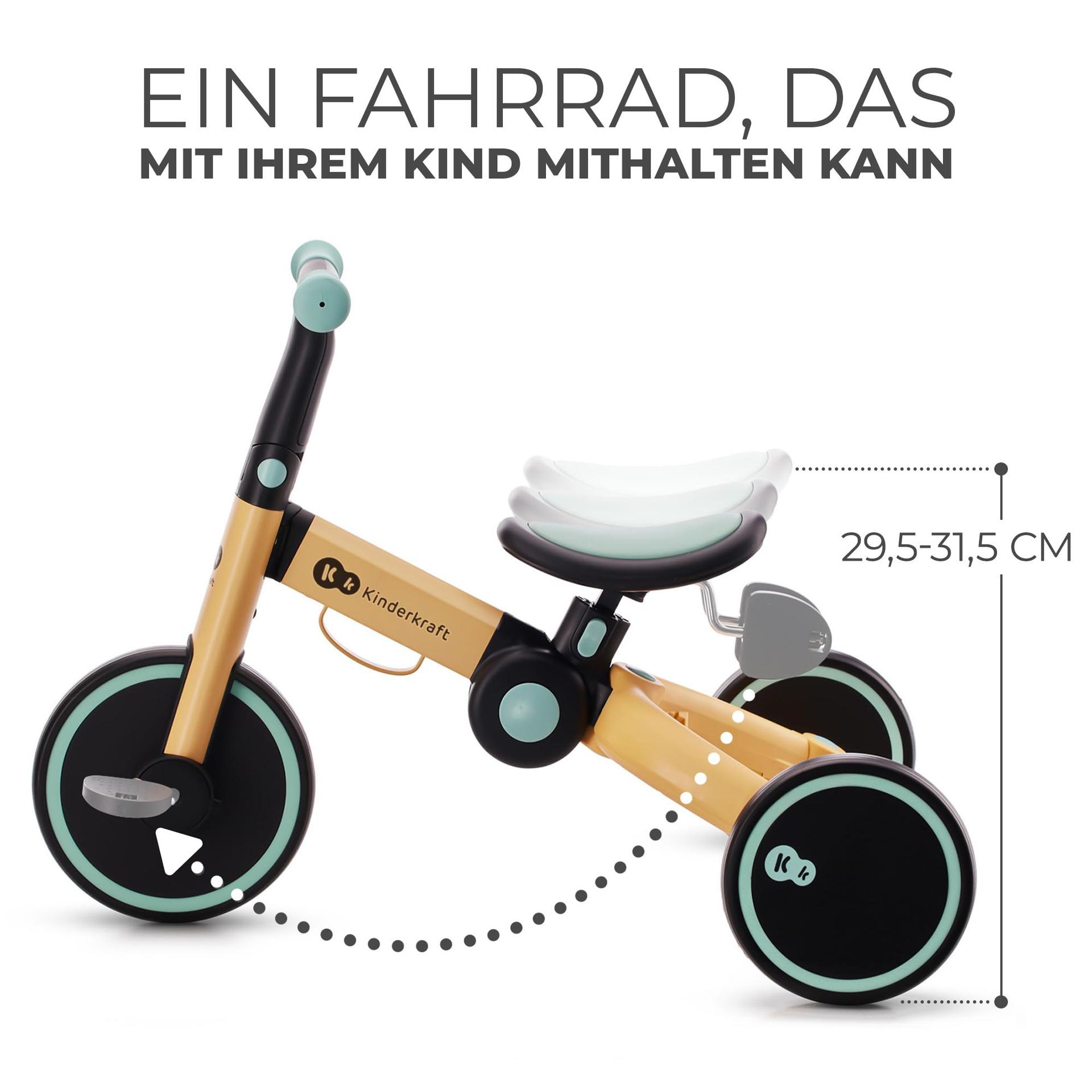 Kinderkraft 4TRIKE 3-ühes kolmerattaline jalgratas, kokkupandav, ergonoomiline sadul, lastele alates 12 kuust kuni 5 aastani, kollane + sinine – pilt 6