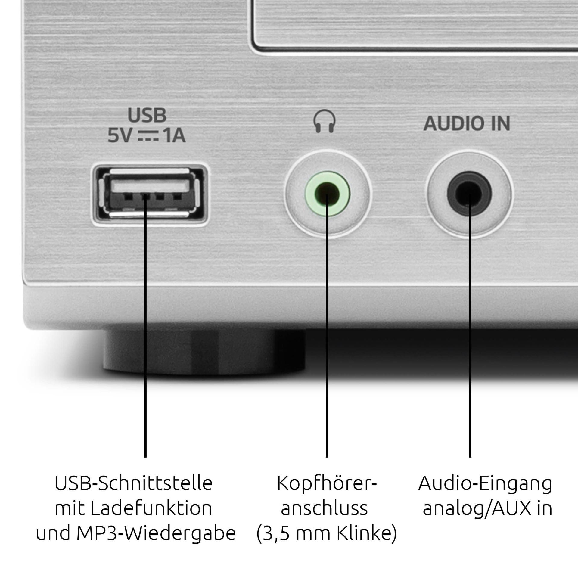 TechniSat VIOLA 710 CD IR – kompaktne Hi-Fi süsteem (Interneti-raadio, DAB+, FM, CD-mängija, Bluetooth, 2x 20W RMS stereokõlarid, kõrvaklapiühendus, äratuskell, unetaimer, kaugjuhtimispult) – pilt 6