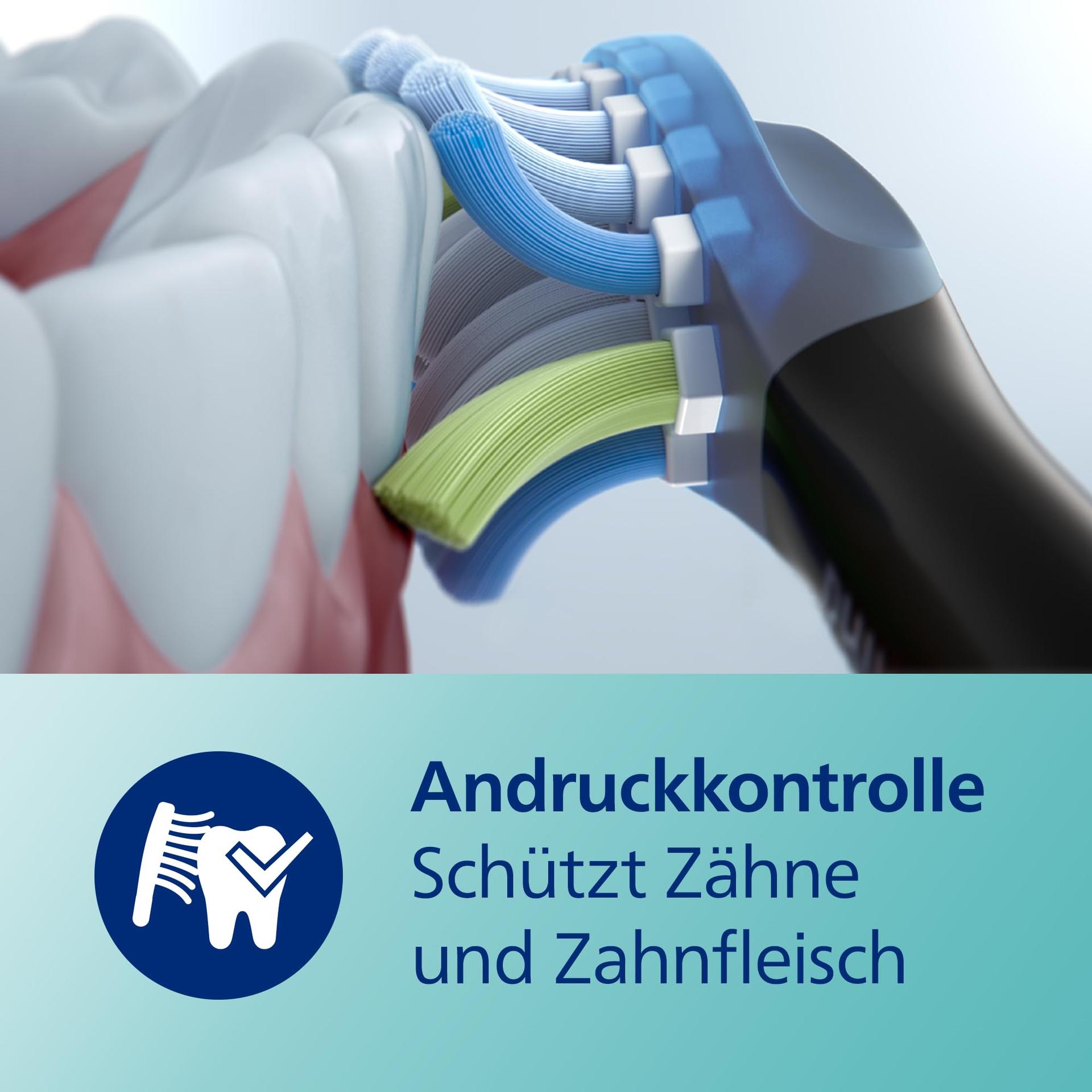 Philips Sonicare DiamondClean 9000 elektriline hambahari, helitehnoloogia, rakendusega, survekontrolliga, 4 harjamisrežiimi, 3 intensiivsust, laadimisklaas, must ja roosakuldne, kahene komplekt, mudel HX9914/57 – kasutusnäide