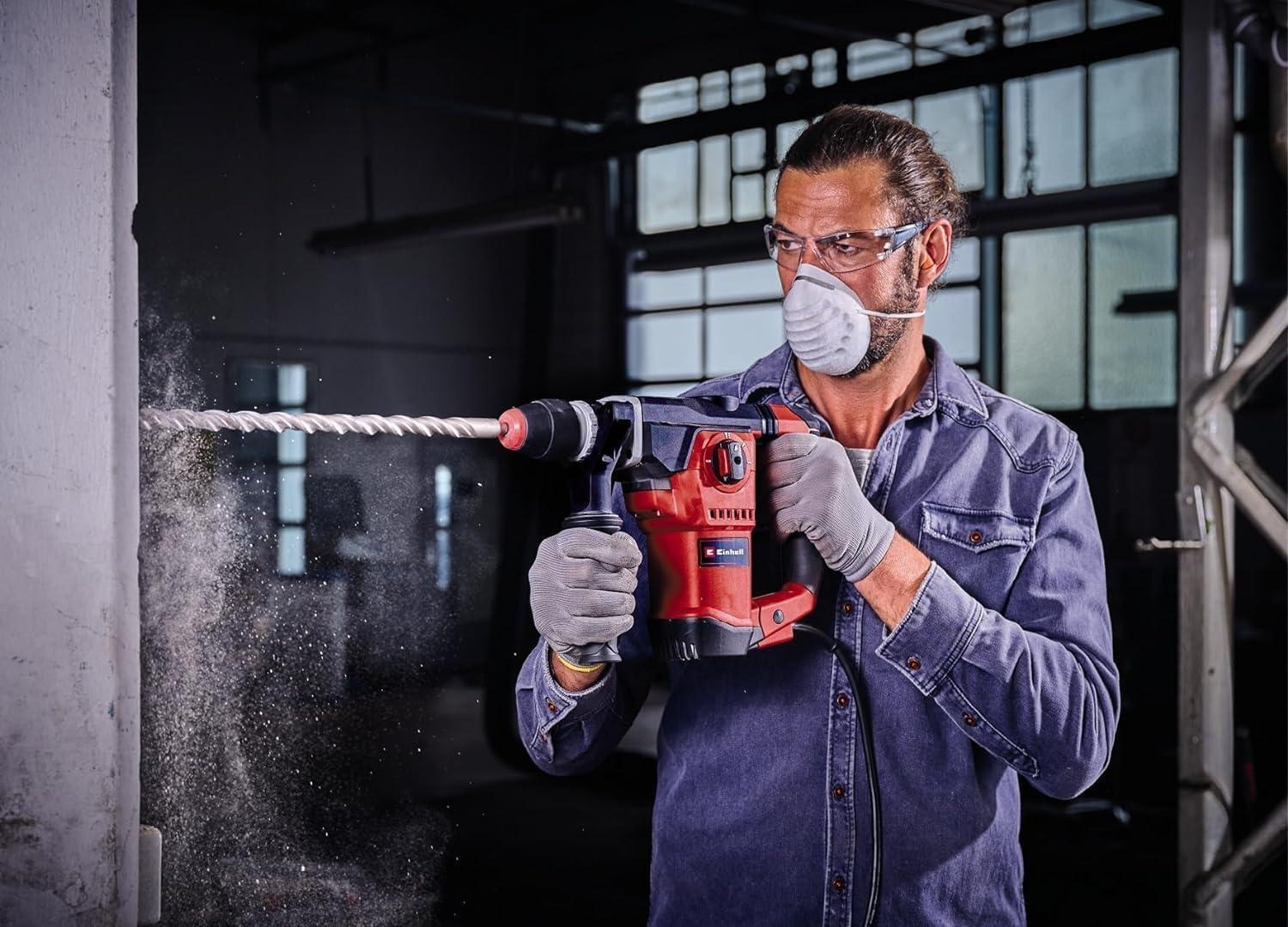 Einhell TE-RH 32-1600 4F puurvasar (1600 W, 4,5 J, SDS-plus, transpordikohveriga) – pakend ja tarvikud