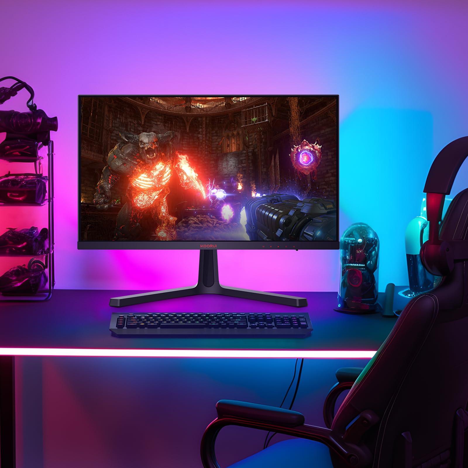 KOORUI 24-tolline monitor, Full-HD mängumonitor, VA-paneel, 1ms, 165Hz, DCI-P3 85%, AdaptiveSync tehnoloogia, 2x HDMI, DisplayPort, reguleeritav kaldenurk, must – pilt 7