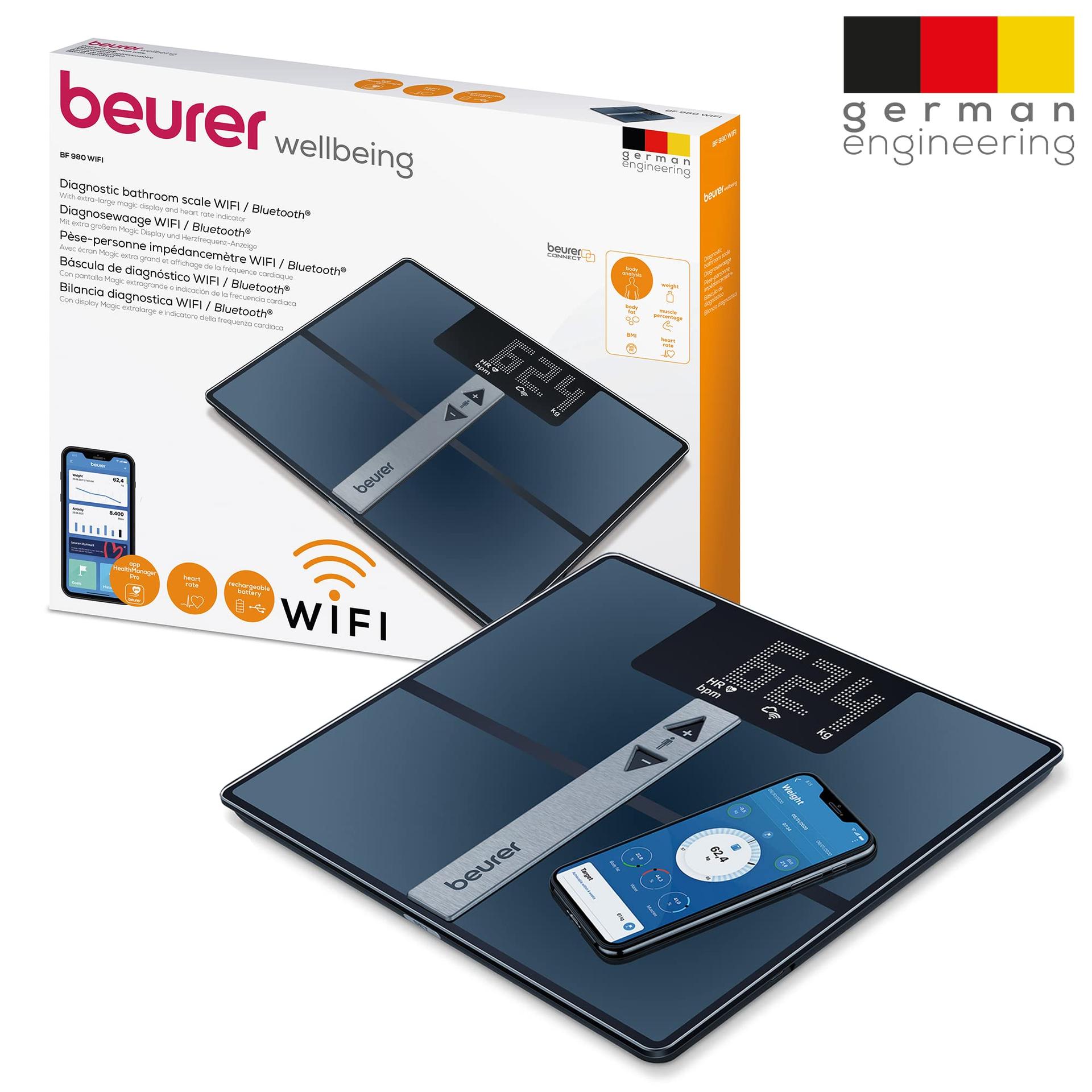 Beurer BF 980 diagnostiline kaal WIFI ja Bluetoothiga, kehaanalüüs rakenduse kaudu, südame löögisageduse mõõtmine, taaskasutatav aku – pilt 6