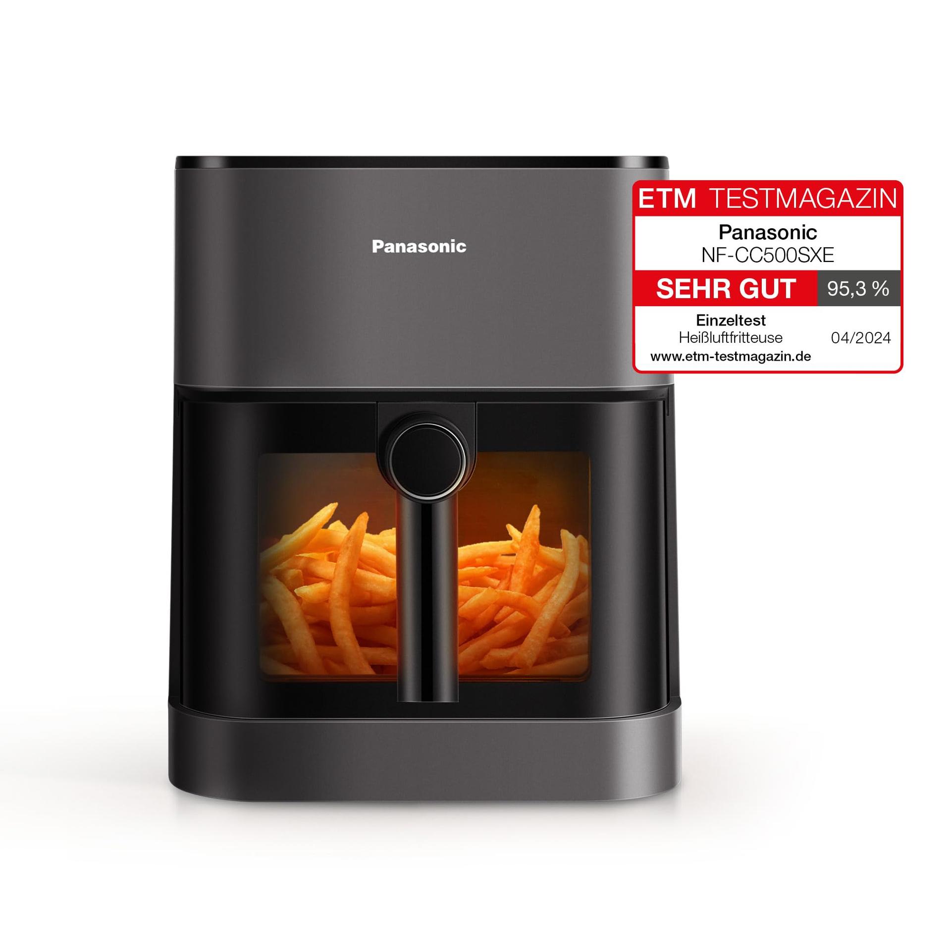 Panasonic NF-CC500SXE kuumaõhufritüür vaatlusakna ja aurulisandiga, 5 l, 80–200 °C, ETM auhind 2024, digitaalne taimer ja LCD-ekraan, lihtne puhastamine, matt hall