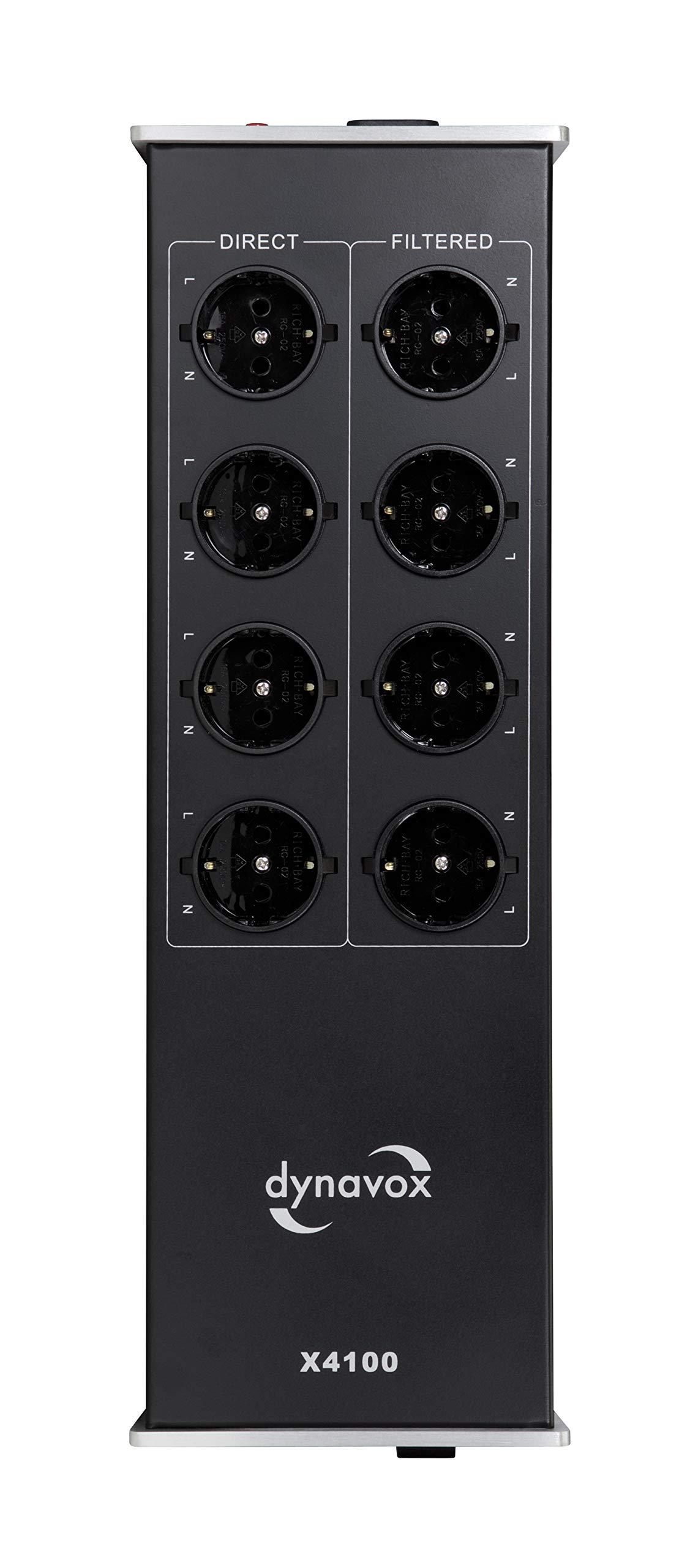 Dynavox HiFi-võrgufilter X4100B, 8-otsikuline mitmepistikupesa, LED-kontrolltulega, must – kasutusnäide