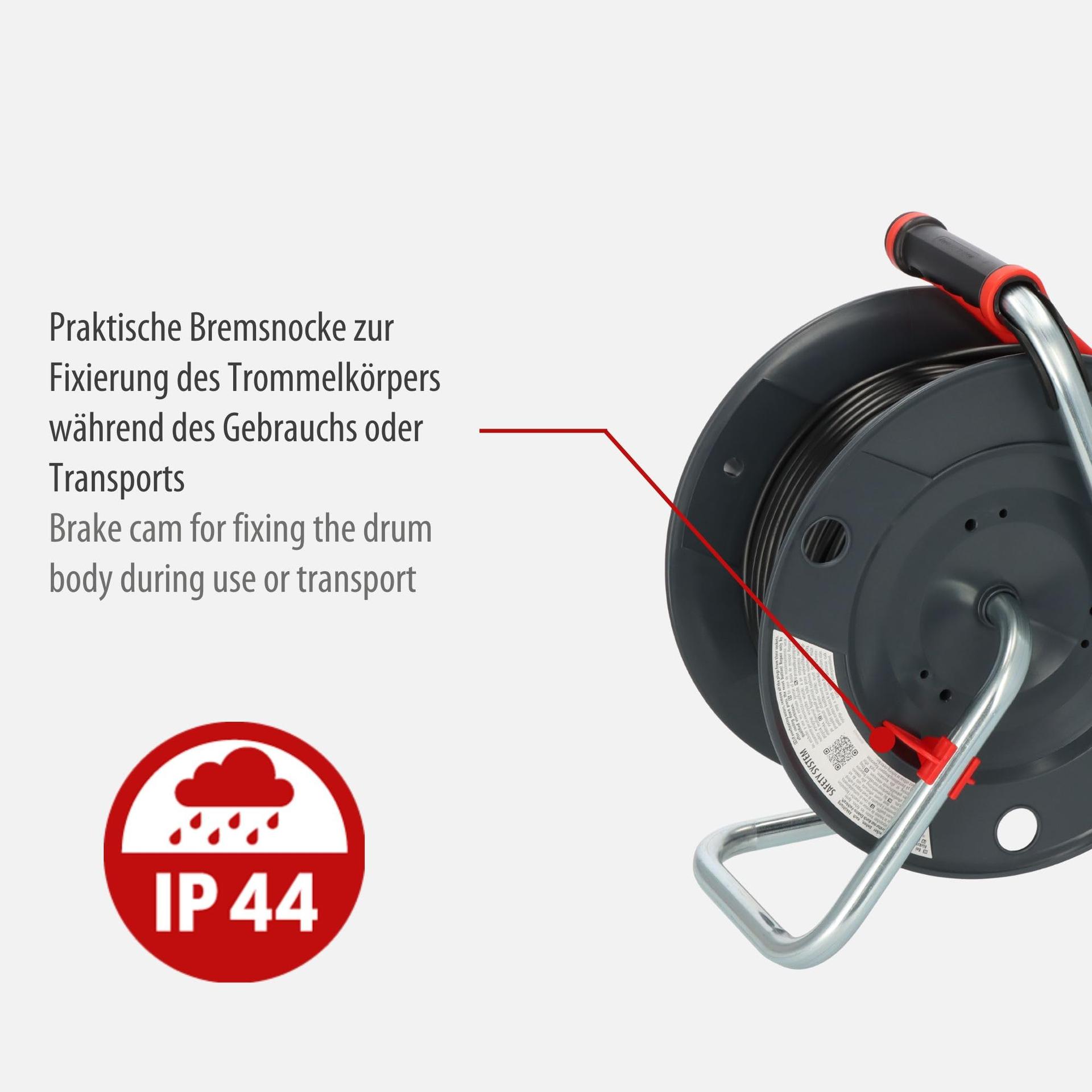 Brennenstuhl Garant V2 IP44 kaablirull 50m välitingimustesse (Valmistatud Saksamaal, 3 kaitsega pistikupesa, spetsiaalne plastmaterjal) – lisavaade