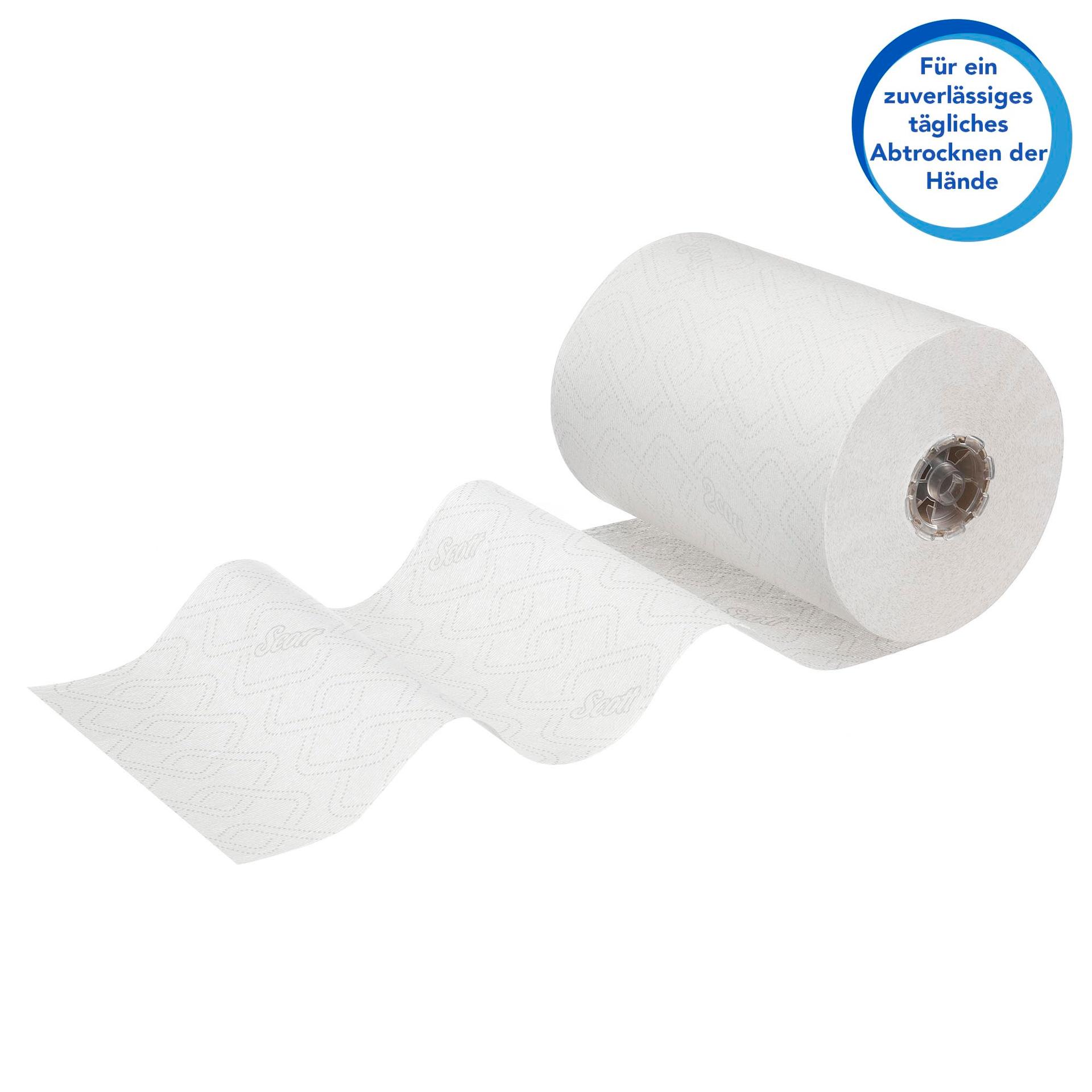 Scott Essential Slimroll rullpaber 6695, paberkäterätikud – 6 x 190 m valged paberrätikud, 6 x 190 m (kokku 1 140 m) – kasutusnäide