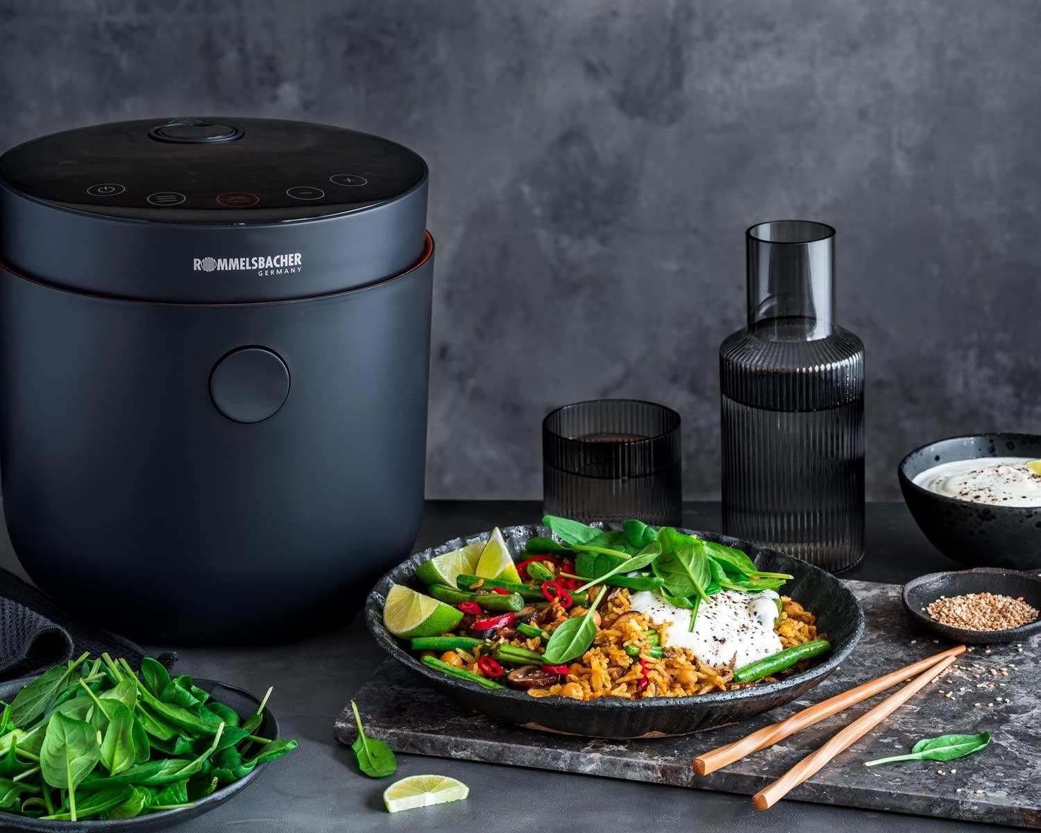 Rommelsbacher Multi Reisikeetja MRK 500 – 6 programmi (Valge riis, Täisterariis, Low Carb, Supp, Piimariis, Soojendamine), Cool-Touch korpus, eemaldatav mittenakkuva kattega sisepott, 500 W – detailne vaade