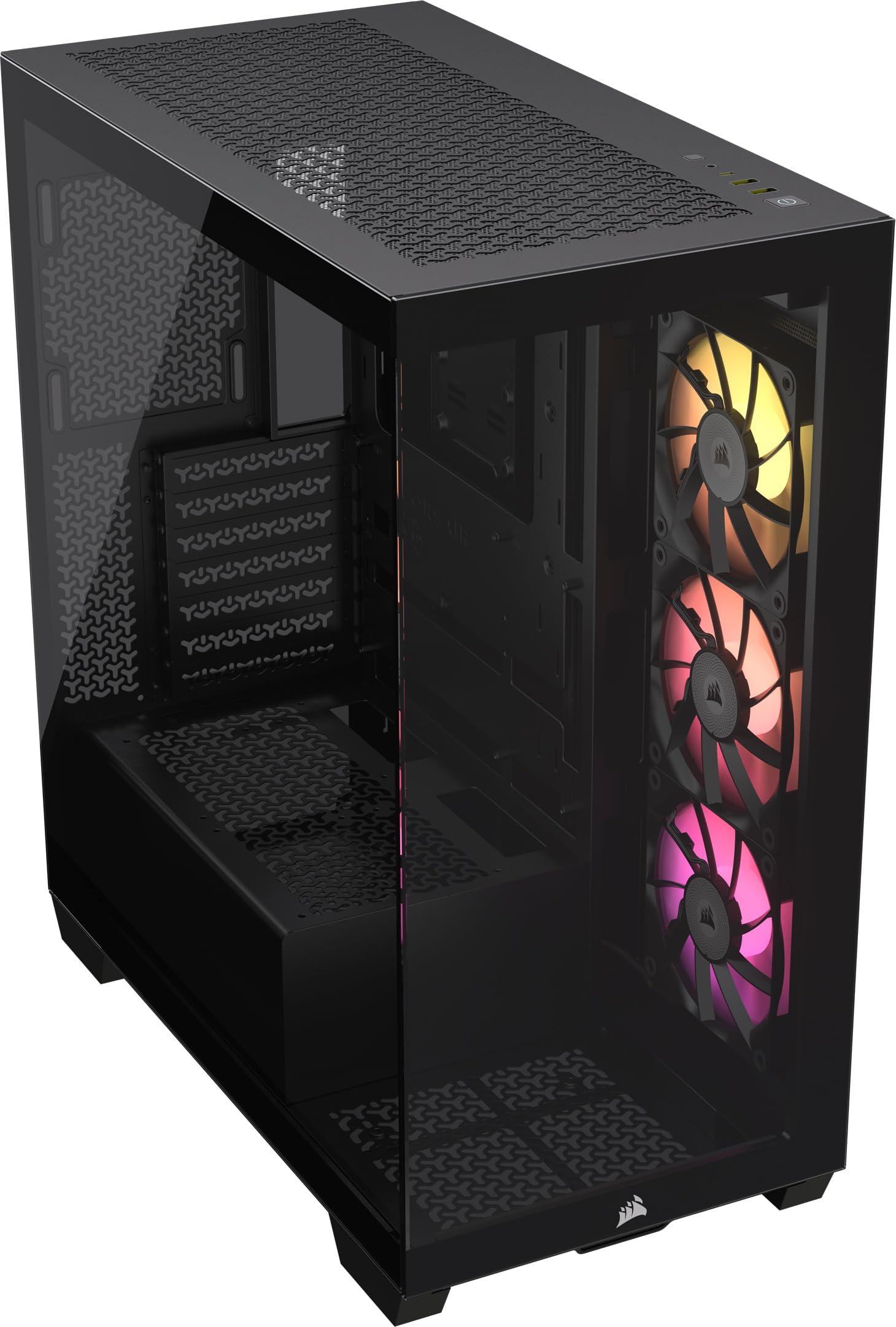 CORSAIR iCUE LINK 3500X RGB Mid-Tower ATX Arvutikorpus – Karastatud Panoraamklaas – Tagurpidi Ühendatav Emaplaat – 3x CORSAIR iCUE LINK RX120 RGB Ventilaatorit Komplektis – Must