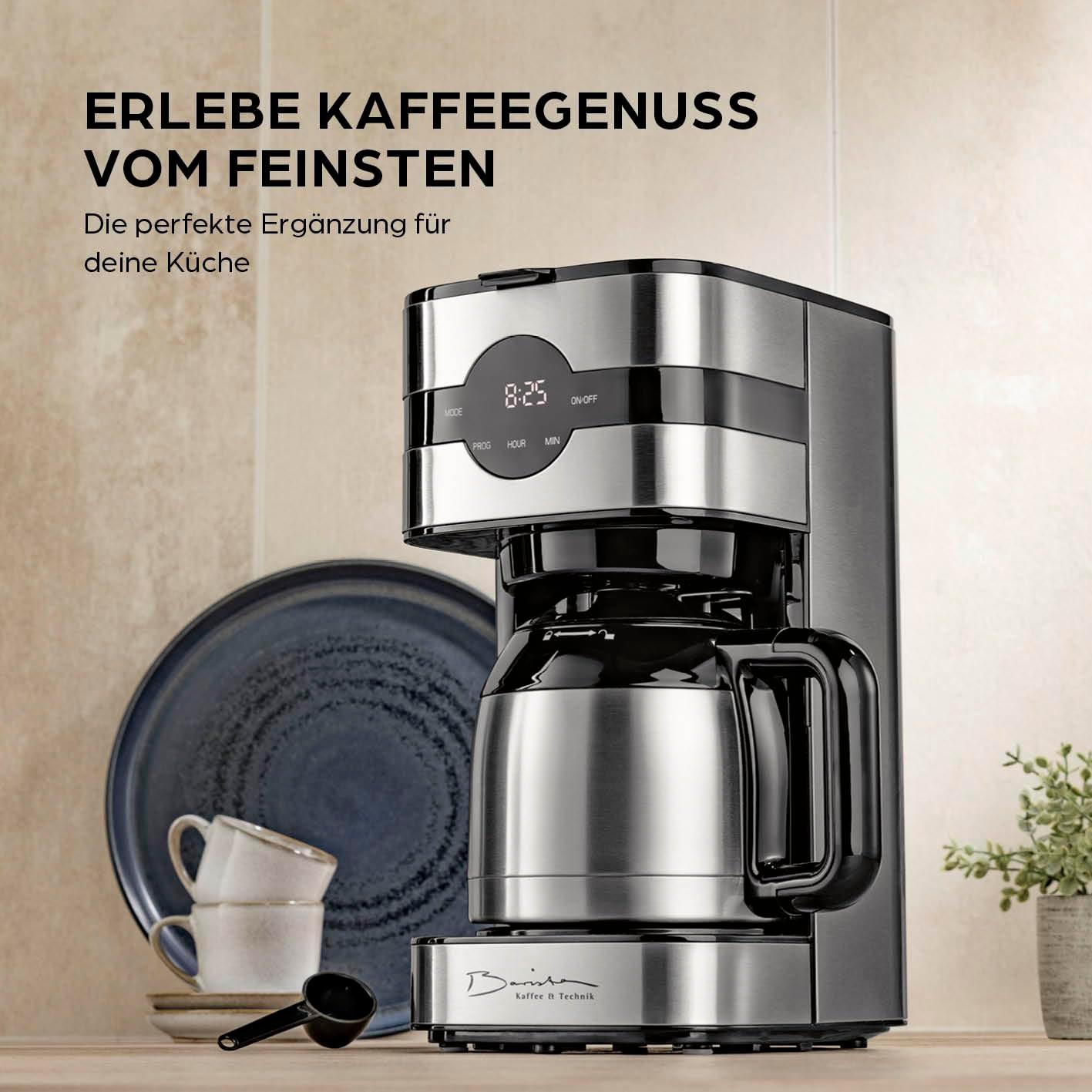 Barista filtrikohvimasin termokannuga | 24-tunnine taimer ja püsifilter | 8 tassi kohvi jaoks | Kohvimasin jahvatatud kohvile [roostevaba teras] – pilt 8