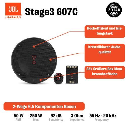 JBL Stage3 607C 2-Teeline Auto Helisüsteem – 250 W Komponentkõlarid 16 cm paigaldamiseks