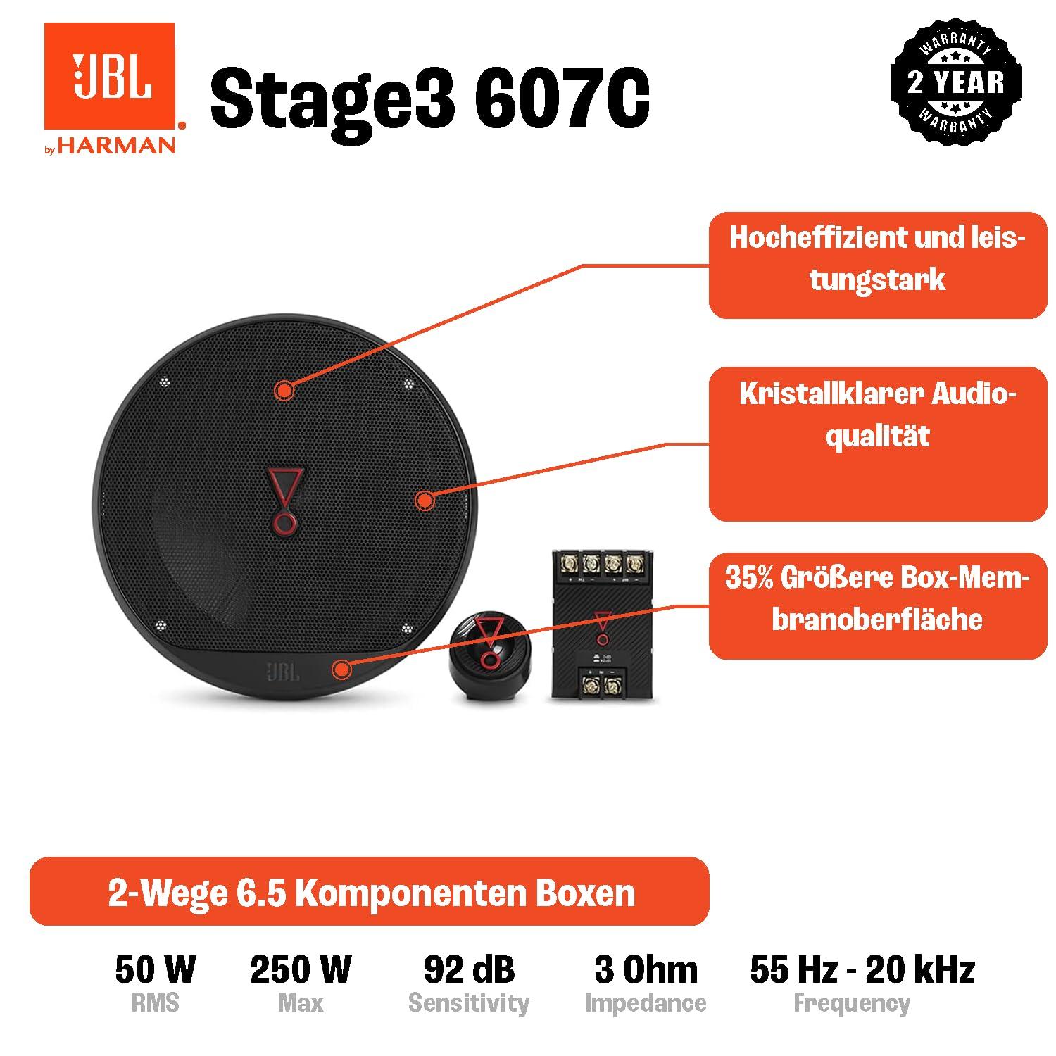 JBL Stage3 607C 2-Teeline Auto Helisüsteem – 250 W Komponentkõlarid 16 cm paigaldamiseks – detailne vaade