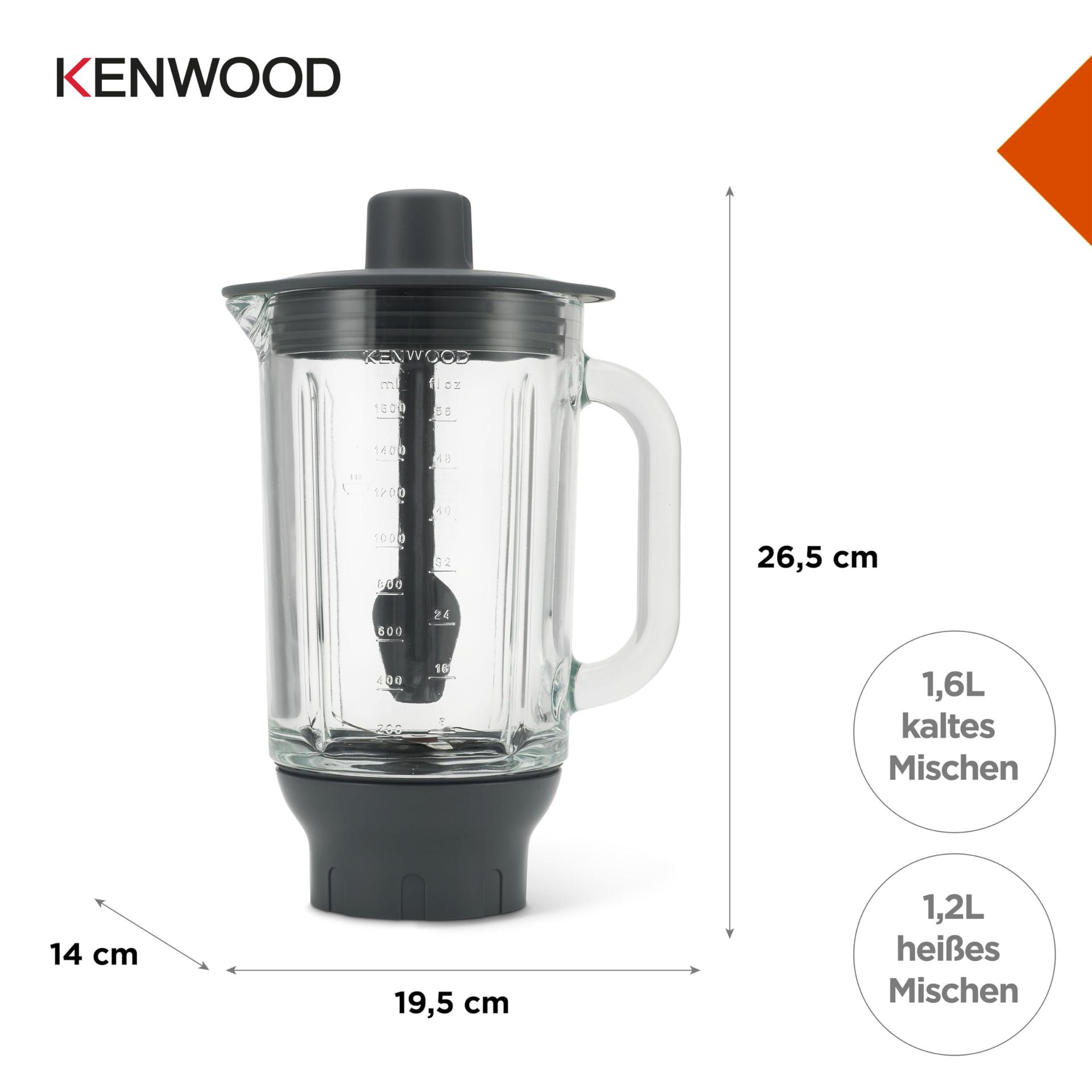 Kenwood ThermoResist klaasmikser KAH359GL – Tarvik Kenwood Chef köögimasinatele, kuumakindel klaasanum smuutide, suppide ja jää purustamiseks, sisaldab segamisvarrast, antratsiit/hõbe – pilt 7