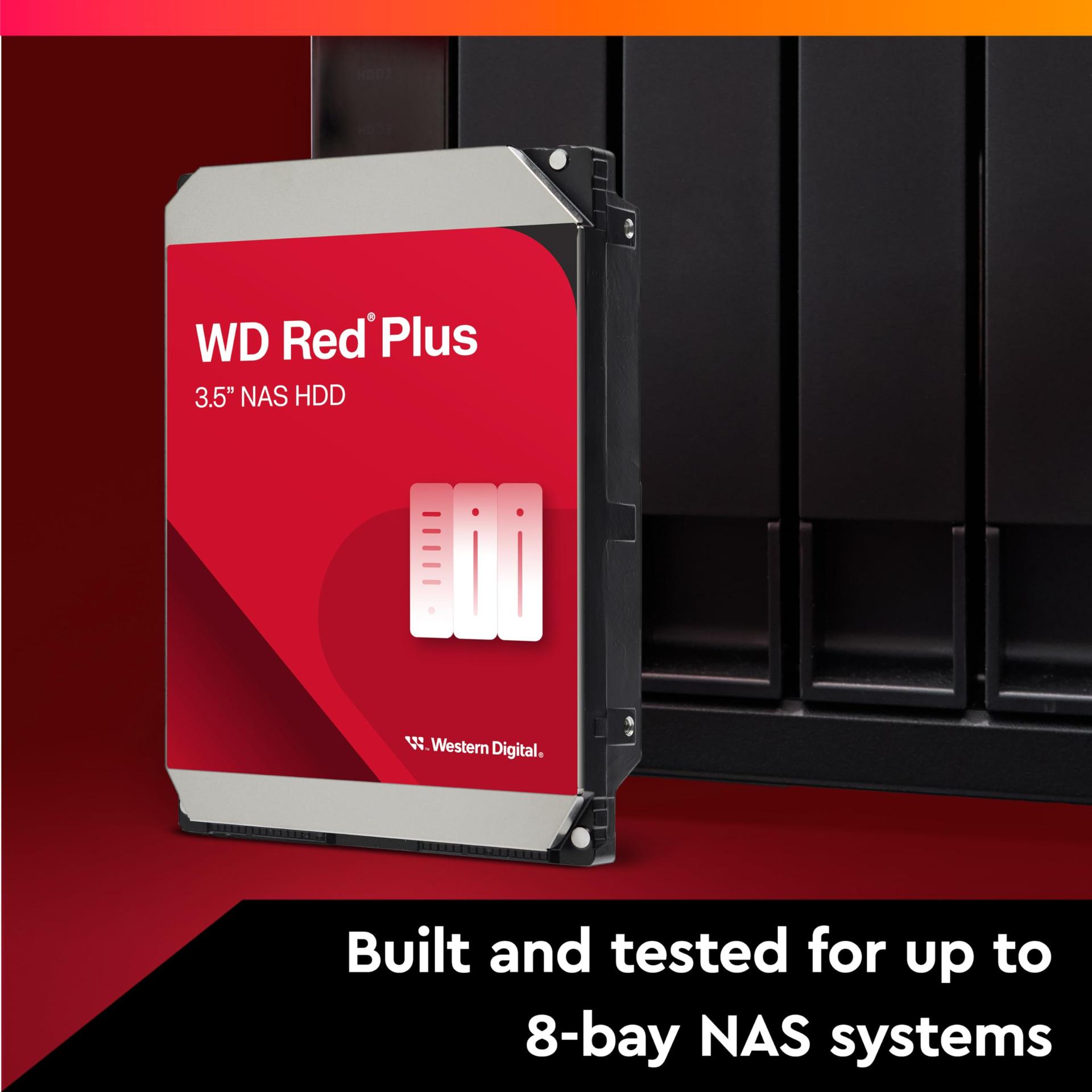 WD Red Plus 2TB NAS 3.5″ Sisemine Kõvaketas – 5400 RPM, SATA 6Gb/s, CMR, 64MB Vahemälu – pakend ja tarvikud