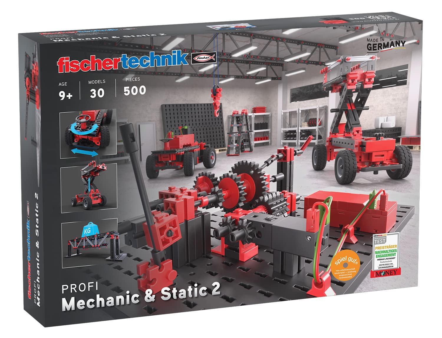 fischertechnik 536622 ADVANCED Mechanic & Static 2 – Ehituskomplekt lastele alates 9. eluaastast, 30 mudelit, mootoriga, tehnilise mõistmise arendamiseks, punane