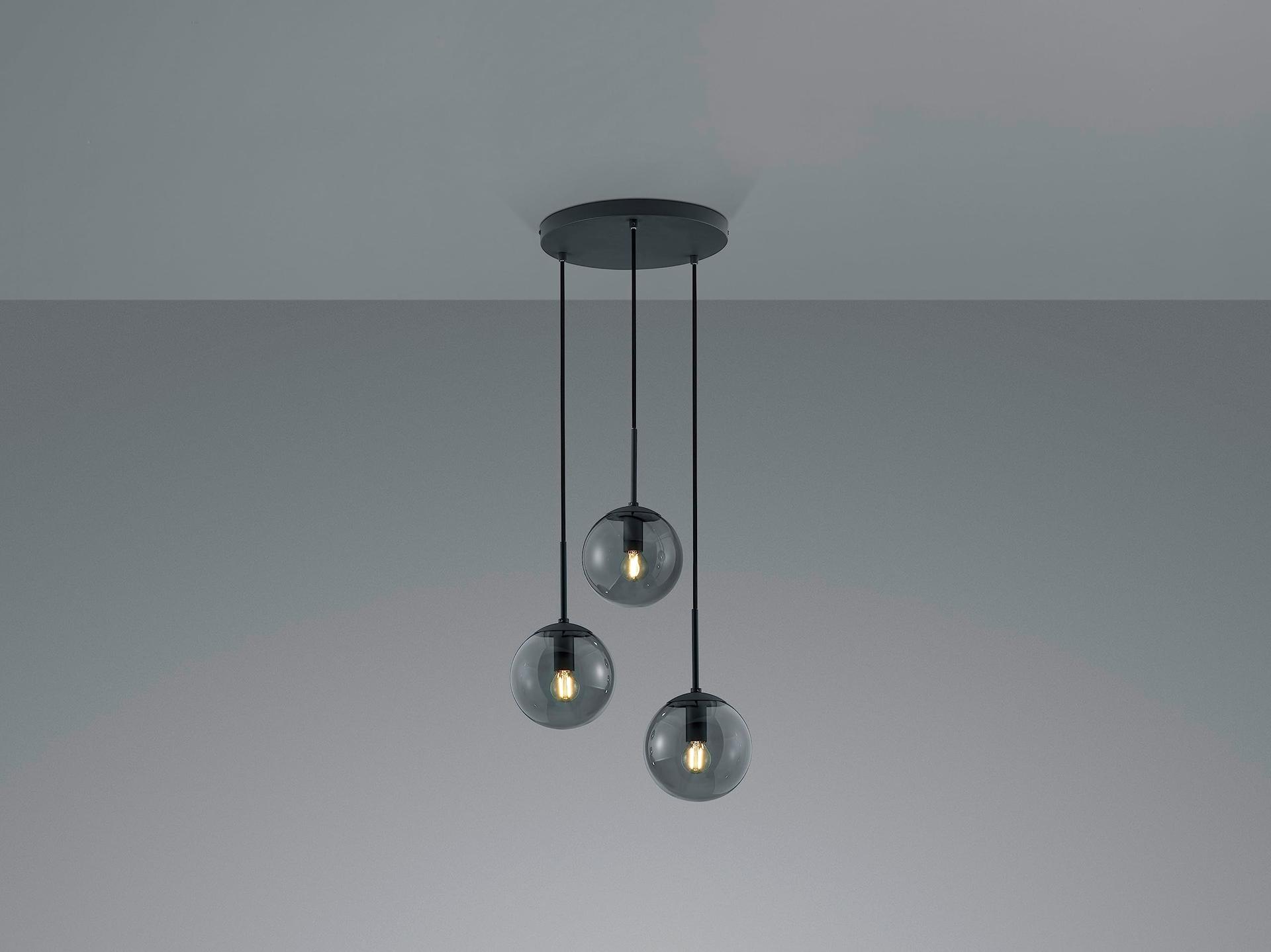 Trio Leuchten rippvalgusti Balini 308590342, antratsiitmetall ja suitsuklaas, 3x E14 (ilma pirnideta) – detailne vaade