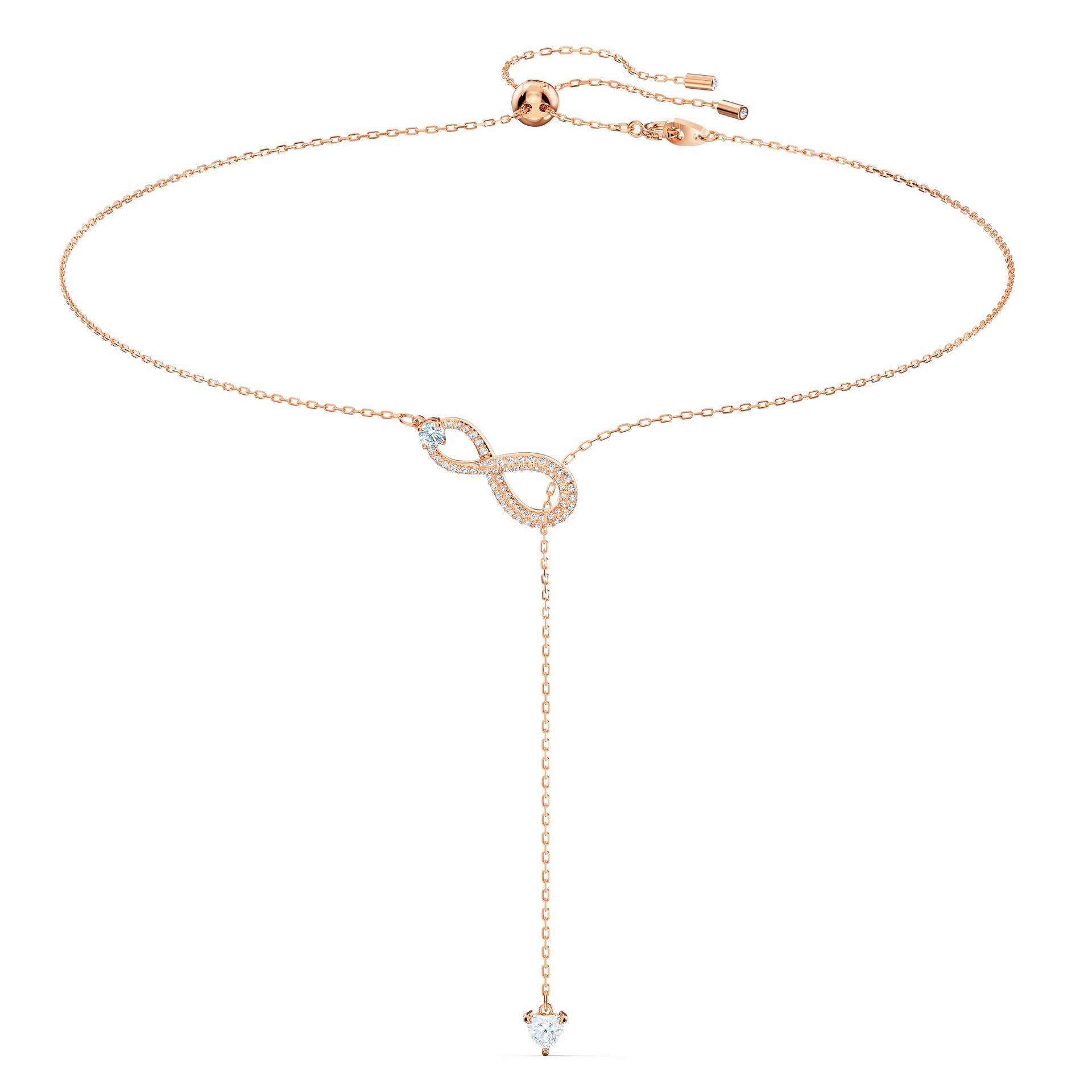 Swarovski Hyperbola Y-kaelakee, Lõpmatus, Valge, Roosa kullatud viimistlus