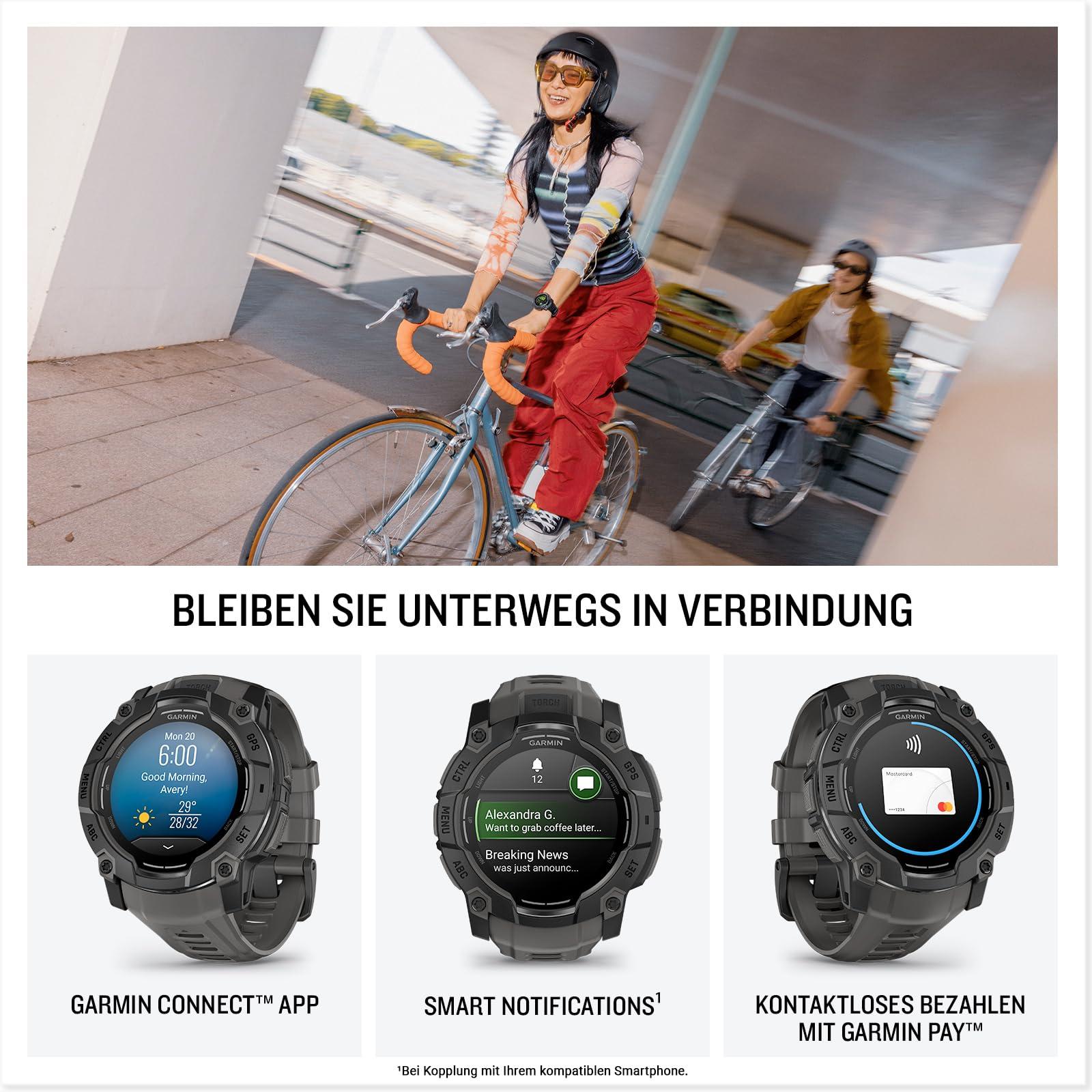 Garmin Instinct 3 50mm AMOLED – Tugev, veekindel GPS-nutikell 1,3″ AMOLED-ekraaniga ja LED-taskulambiga õues, jooksmiseks ja muuks – südame löögisageduse jälgimise ja nutikate funktsioonidega – pilt 6