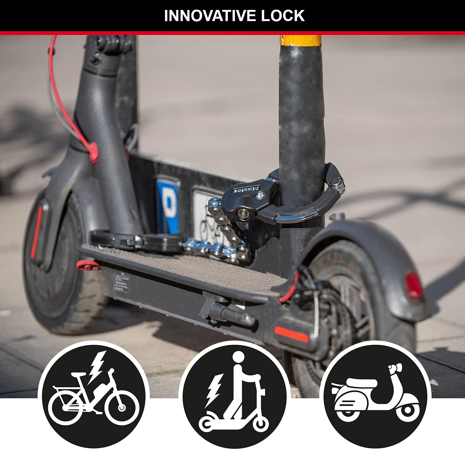 Master Lock sertifitseeritud ja patenteeritud E-tõukeratta lukk, käeraualukk, jalgrattalukk, 55 cm, ideaalne tõukeratastele, jalgratastele, lapsevankritele – detailne vaade