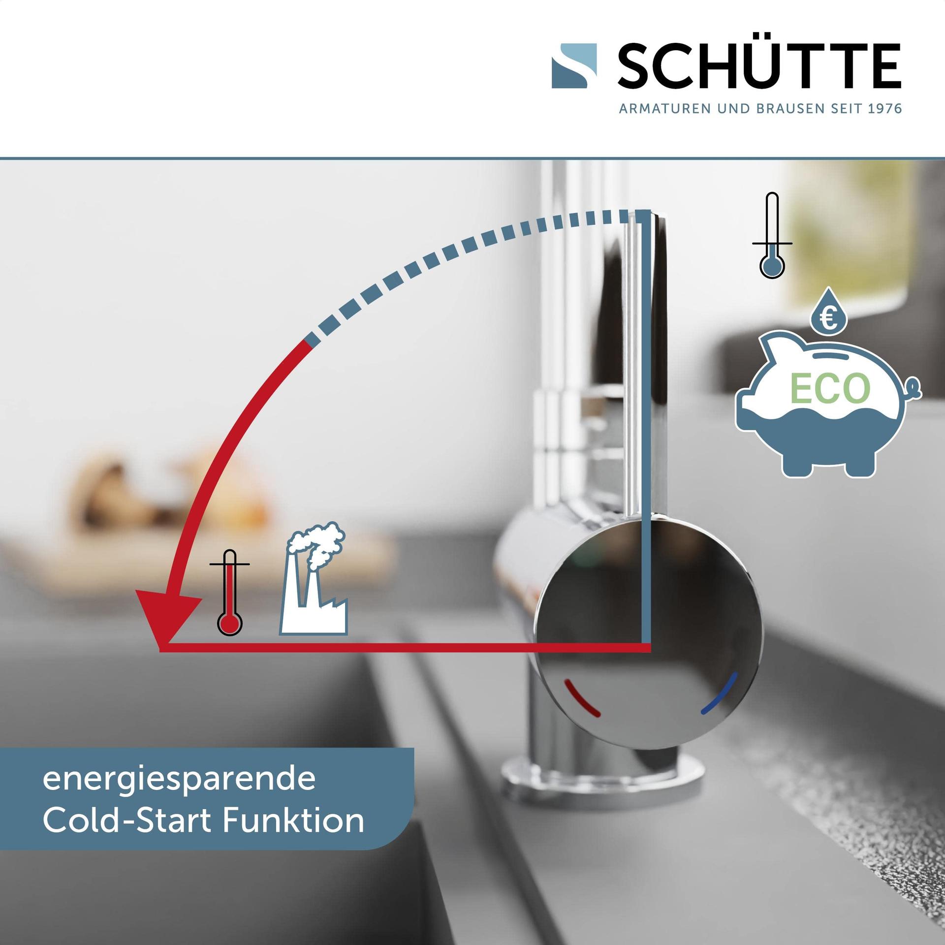 SCHÜTTE 24550 köögisegisti WINDOW, aknaalune veekraan, volditav 360° pööratav ühehoovaga kraan, kroom – pakend ja tarvikud