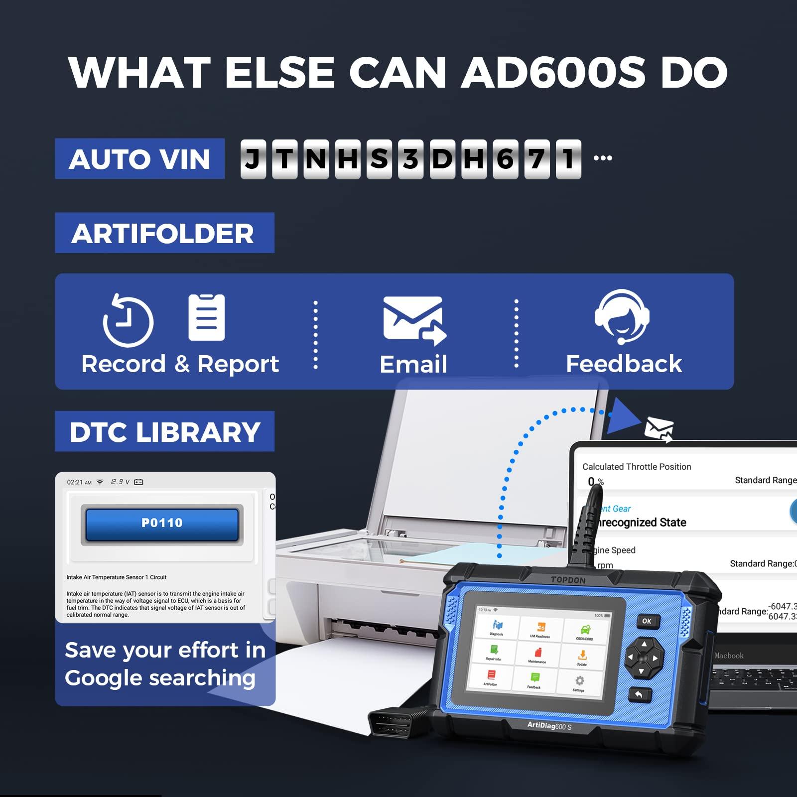 TOPDON AD600S OBD2 diagnostikaseade auto jaoks – 4 süsteemi diagnostika (ABS, SRS, mootor ja käigukast), 9 hooldusfunktsiooni (õli, BMS, ABS, DPF, TPMS, SAS, pidurite lähtestamine, drosselklapi kohandamine, pihusti kodeerimine) – pilt 7