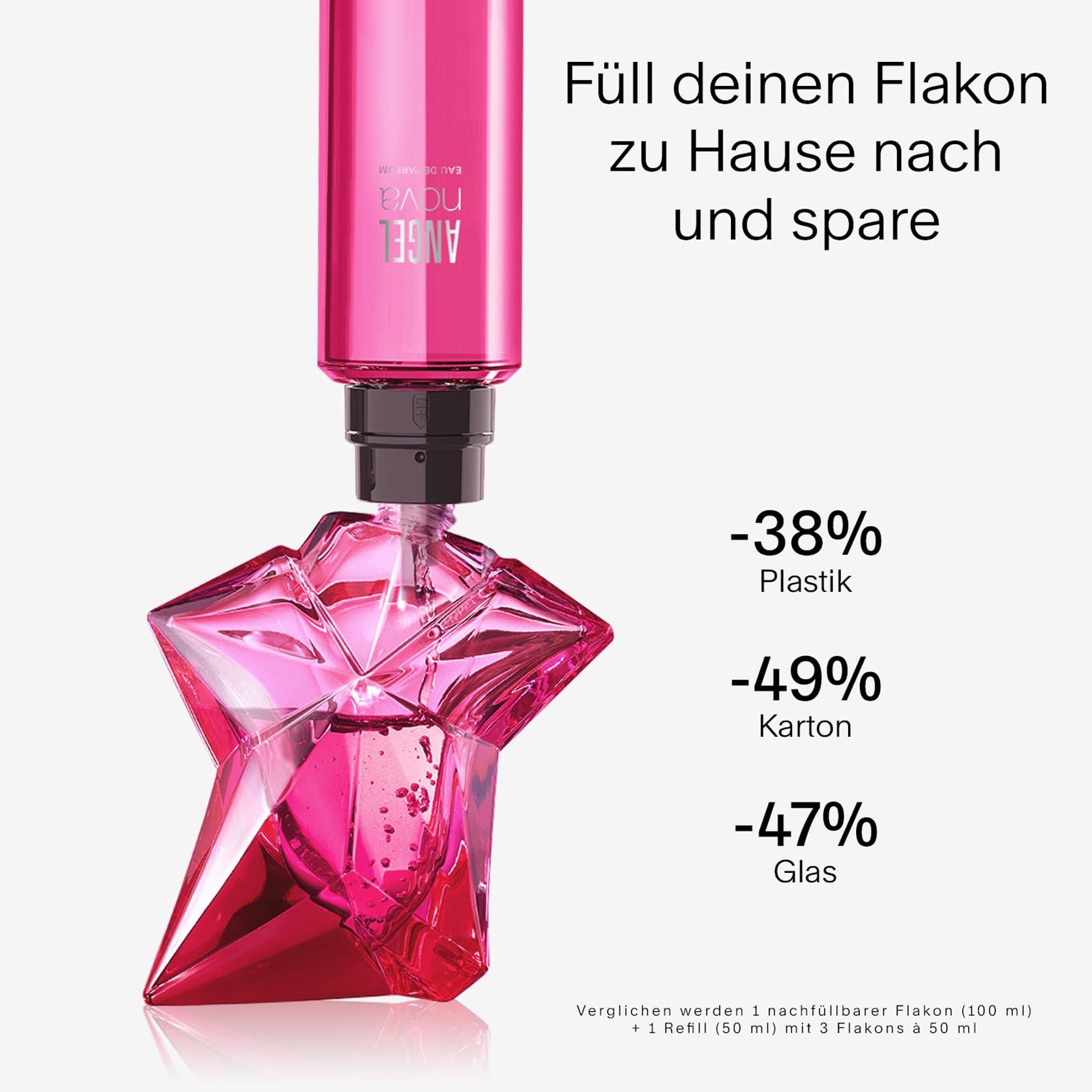 MUGLER Angel Nova Eau de Parfum, naiste parfüüm, puuviljane, lilleline ja puidune, kütkestav lõhn, taaslaetav, 50 ml – pakend ja tarvikud