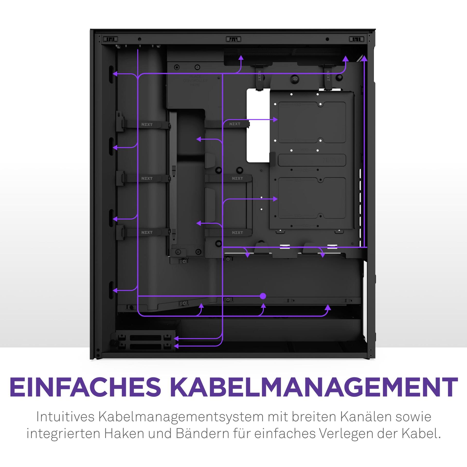 NZXT H7 Flow | Mid-Tower ATX õhuringluskorpus | Kuni 3 x 120 mm põhjaventilaatorit GPU otseseks jahutamiseks | 3 x 120 mm esipaneeli ventilaatorit | 420 mm radiaatorialus ees | Must – pilt 6