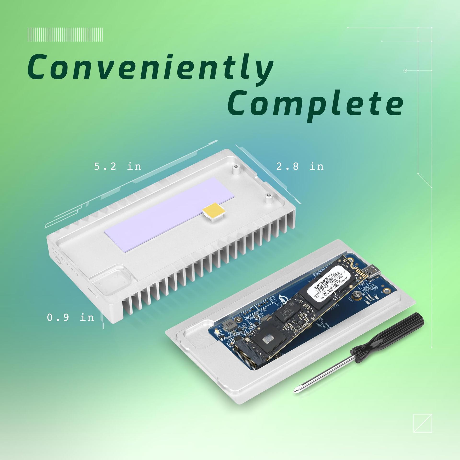 OWC Express 1M2 kaasaskantav NVMe Thunderbolt (USB-C) SSD-korpus USB4, ülikiire väline SSD alumiiniumist jahutuskorpusega (ainult korpus) – pilt 8