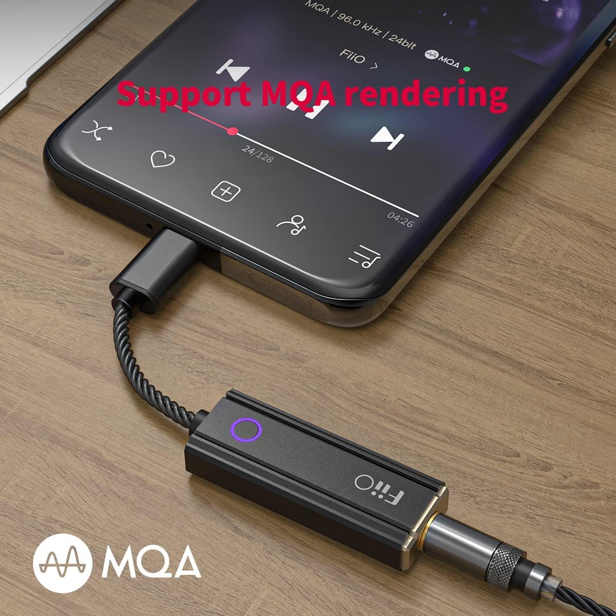 FiiO JadeAudio KA1 kõrvaklapivõimendi, väike USB-DAC, kõrglahutusega, 3,5 mm, kadudeta heli, nutitelefonidele/PC-le/sülearvutitele/mängijatele (tüüp C, must) – lisavaade