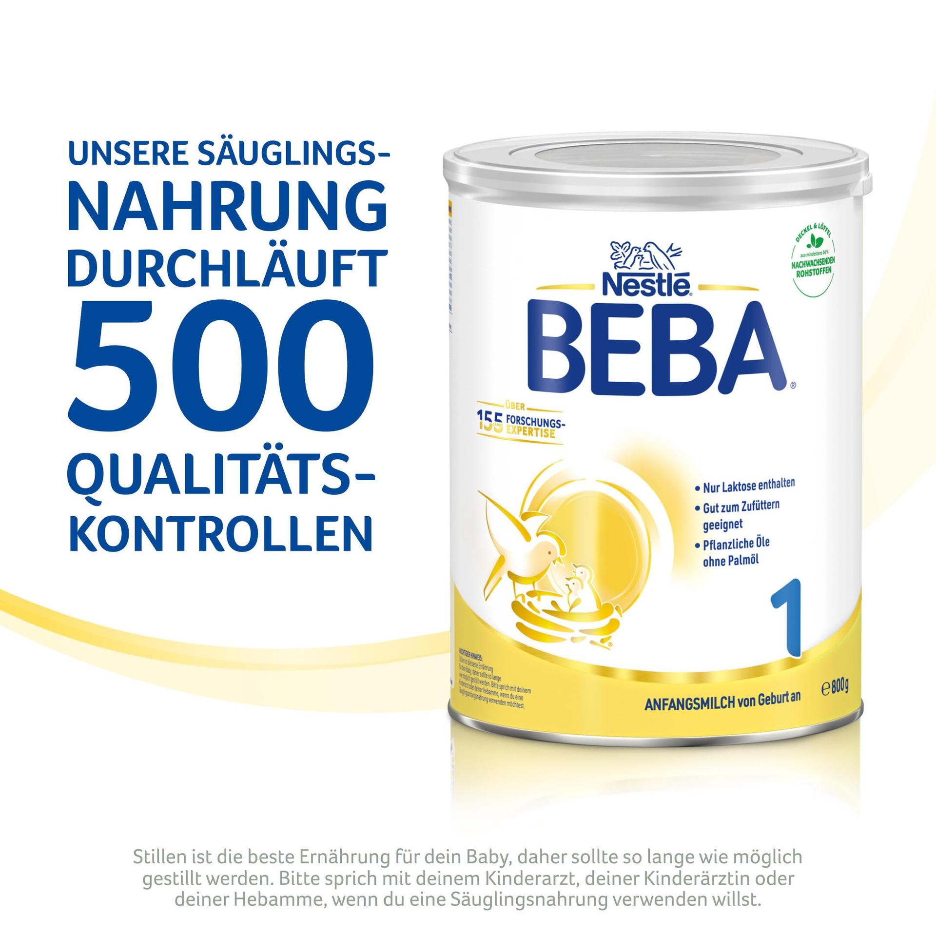 BEBA 1 Algpiim vastsündinutele, beebitoit, ainult laktoos, ilma palmiõlita, 3-pakk (3 x 800g) – pilt 7
