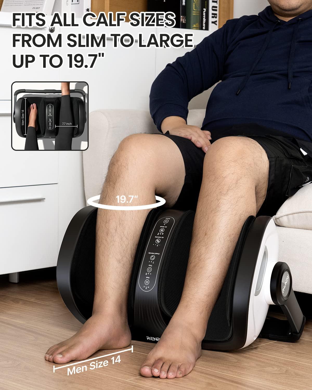 RENPHO shiatsu jalalabamassaažiseade, jalamassaažiseade kaugjuhtimisega, sääremassaažiseade, 19,5 cm lai massaažikamber, 270° reguleeritav käepide, sõtkumine, rullimine, kompressioon, soojendus – lisavaade