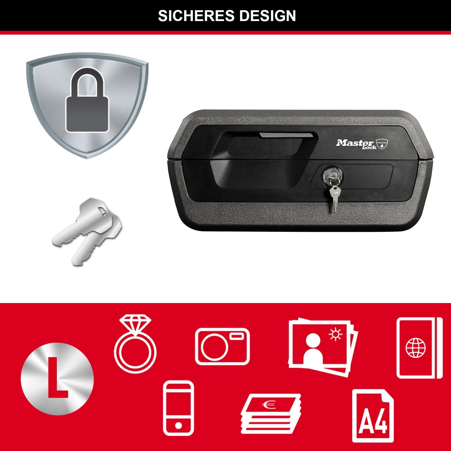 MASTER LOCK turvakassett [Tule- ja veekindel] [Suur] [Lukuga] LCFW30100 – ID-kaartide, A4-dokumentide, väikese elektroonika, ehete jms jaoks – lisavaade