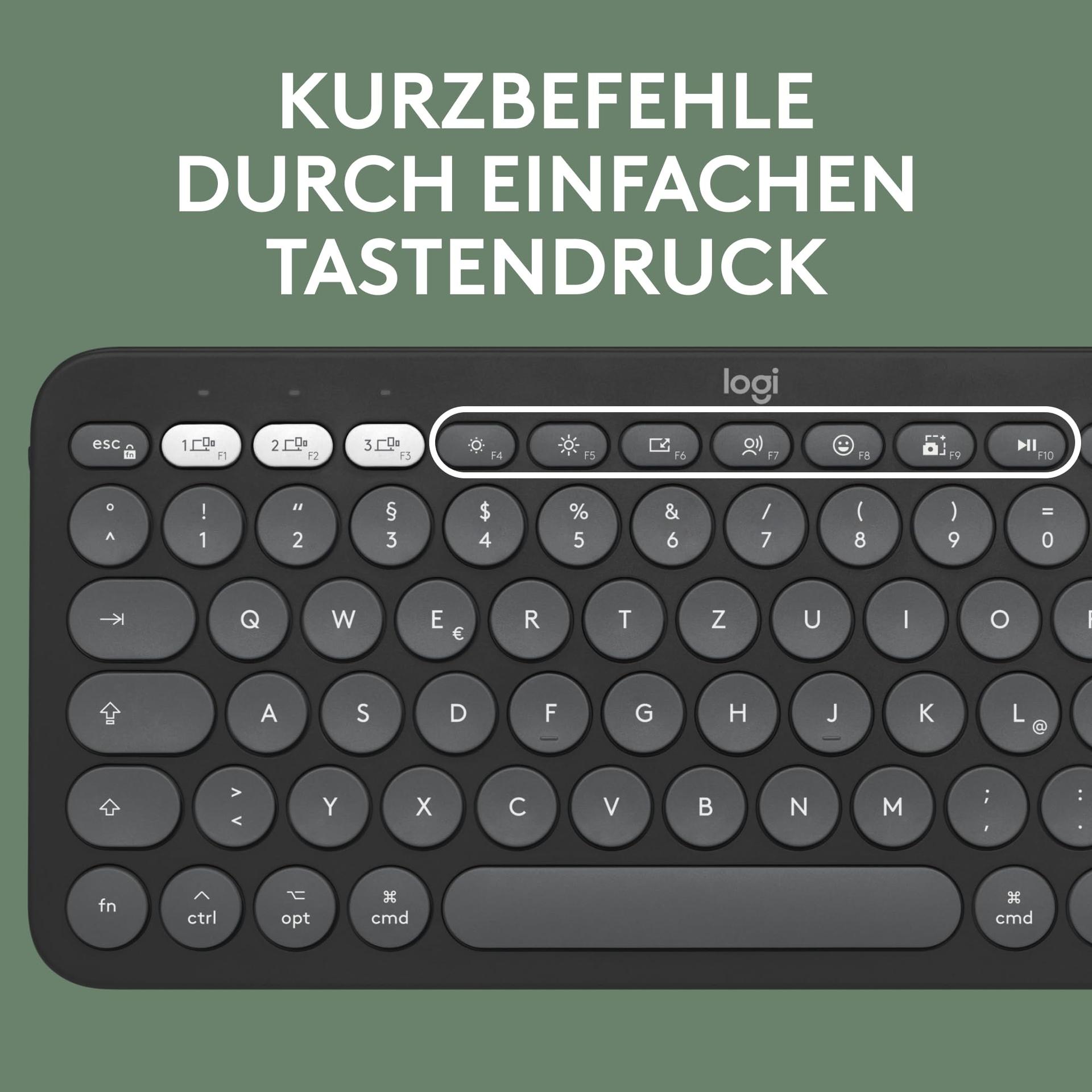 Logitech Pebble 2 Combo Macile – juhtmevaba klaviatuur ja hiir, stiilne, vaikne ja mobiilne, Bluetooth-ühendusega, kergesti kohandatav, QWERTZ-paigutus, grafiit – pilt 7