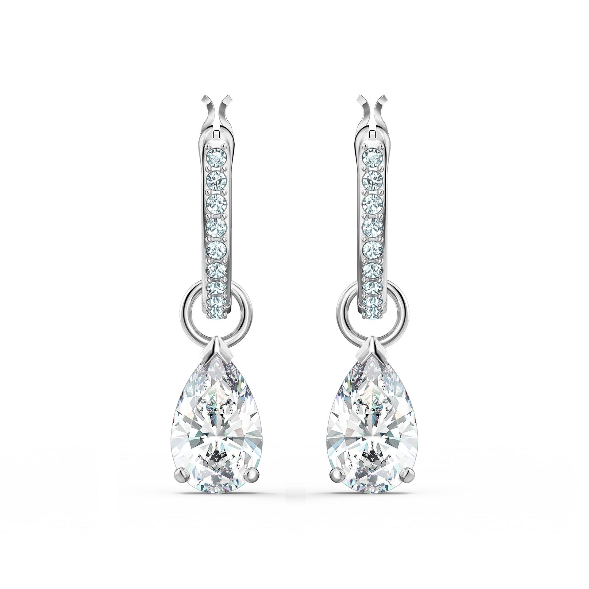Swarovski Attract Drop kõrvarõngad, tilgakujuline lõige, valge, roodiumkattega