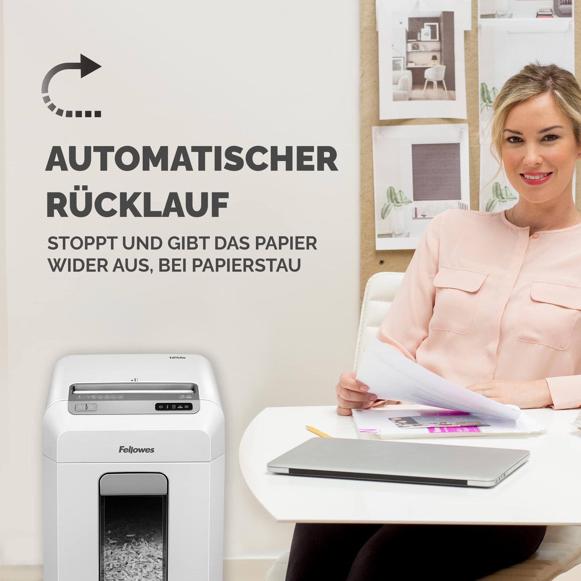 Fellowes paberihunt 12Ms, 12 lehte Minicut (P4), dokumentide hävitaja kontorisse ja kodukontorisse, SafeSense tehnoloogia, 23L paberkast, üle 1000 osakese iga A4 lehe kohta, automaatne tagasikäik – pakend ja tarvikud
