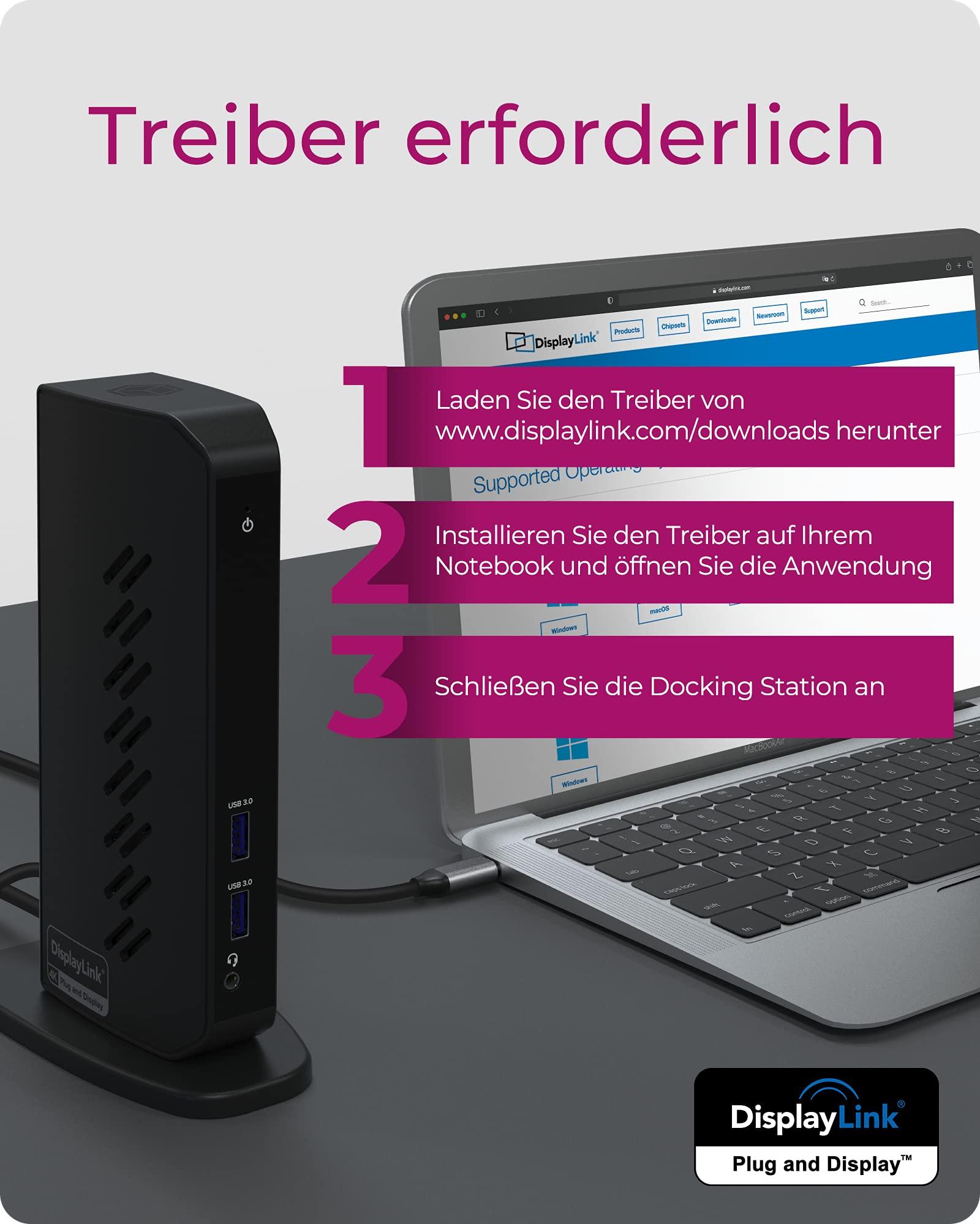 ICY BOX USB-C Docking Station (12-in-1) kahele monitorile (2x HDMI / 2x DP), 4K 60Hz, 6x USB 3.0 HUB, DisplayLink, Gigabit Ethernet, IB-DK2252AC Windowsi ja M1/M2 MacBook Air / Pro jaoks – detailne vaade