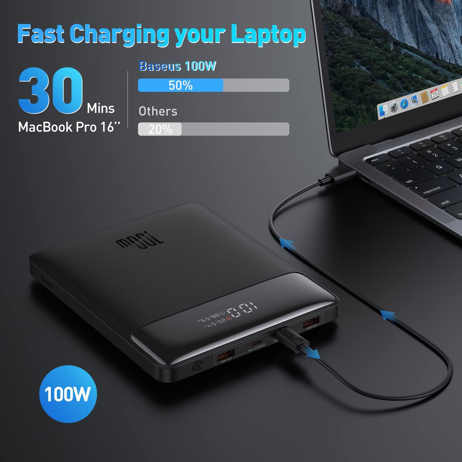 Baseus 20000mAh 100W Sülearvuti Powerbank – Kiirlaadimine USB-C, MacBook, iPhone, Samsung, Dell, iPad, HP, Switch, ROG Ally – detailne vaade