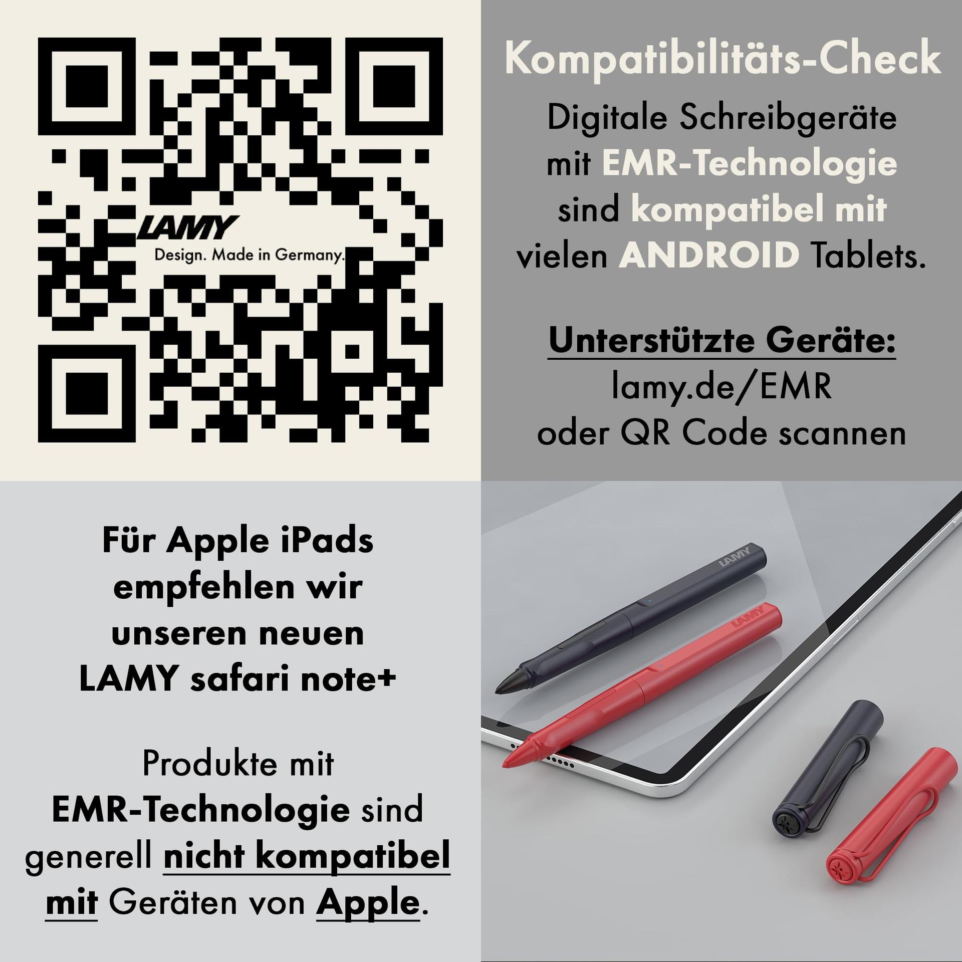 LAMY Safari Twin Pen EMR All Black (PC/EL Ots) – 2-ühes puutepliiats ja pastapliiats – ergonoomiline haare – kirjutamine ja joonistamine digitaalsel ja paberil