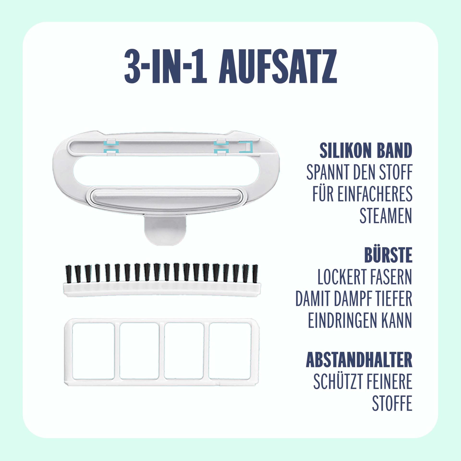 Conair Turbo ExtremeSteam aurusti 5 seadistusega | Auruvoog 25 g/min | Kiire kuumenemine | 3 otsikut erinevatele kangastele + viigiklots | valge/beež – pilt 6