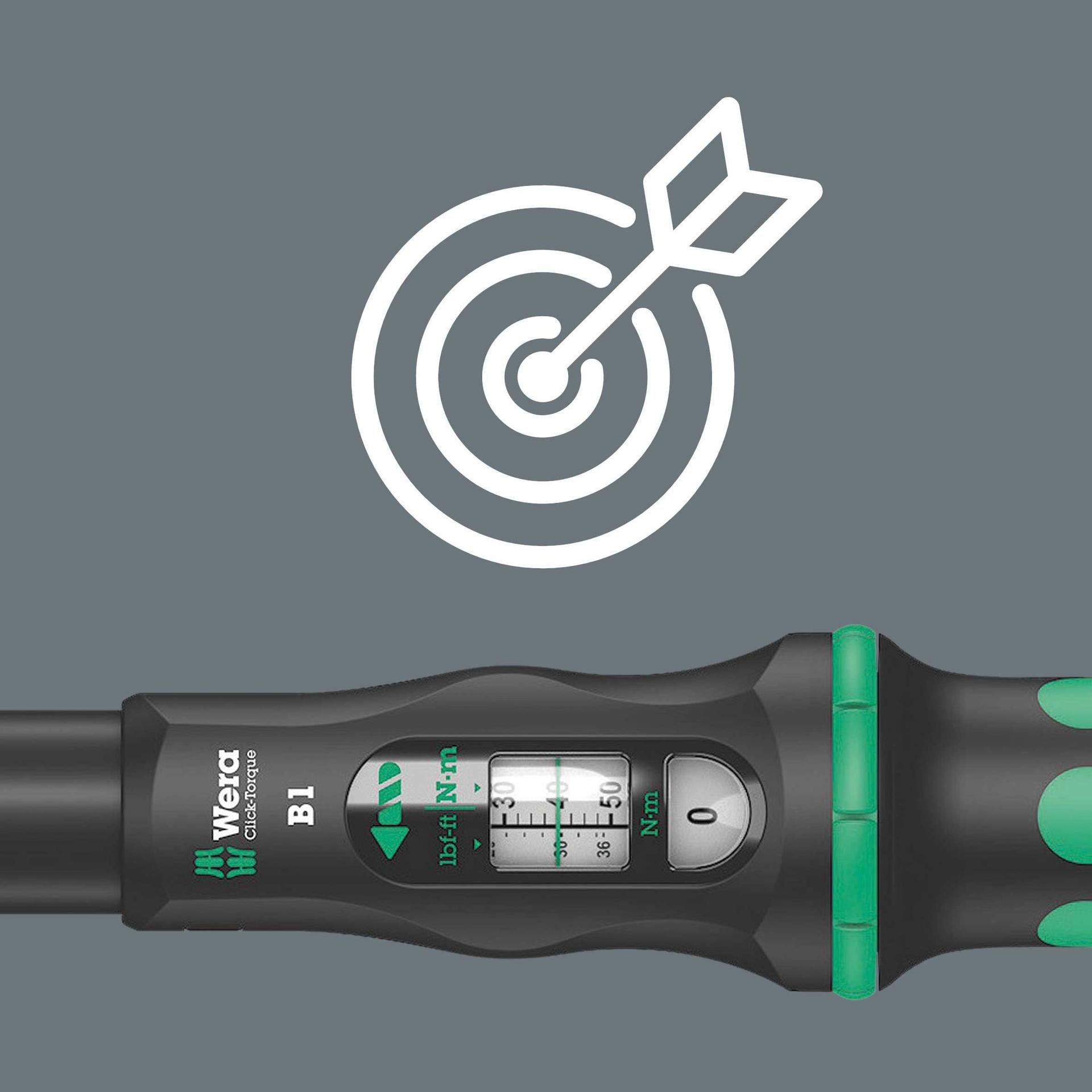Wera 05075610001 Click-Torque B 1 pöördemomendivõti vahetatava rätsaga, must, roheline 3/8″, 10-50 Nm – kasutusnäide