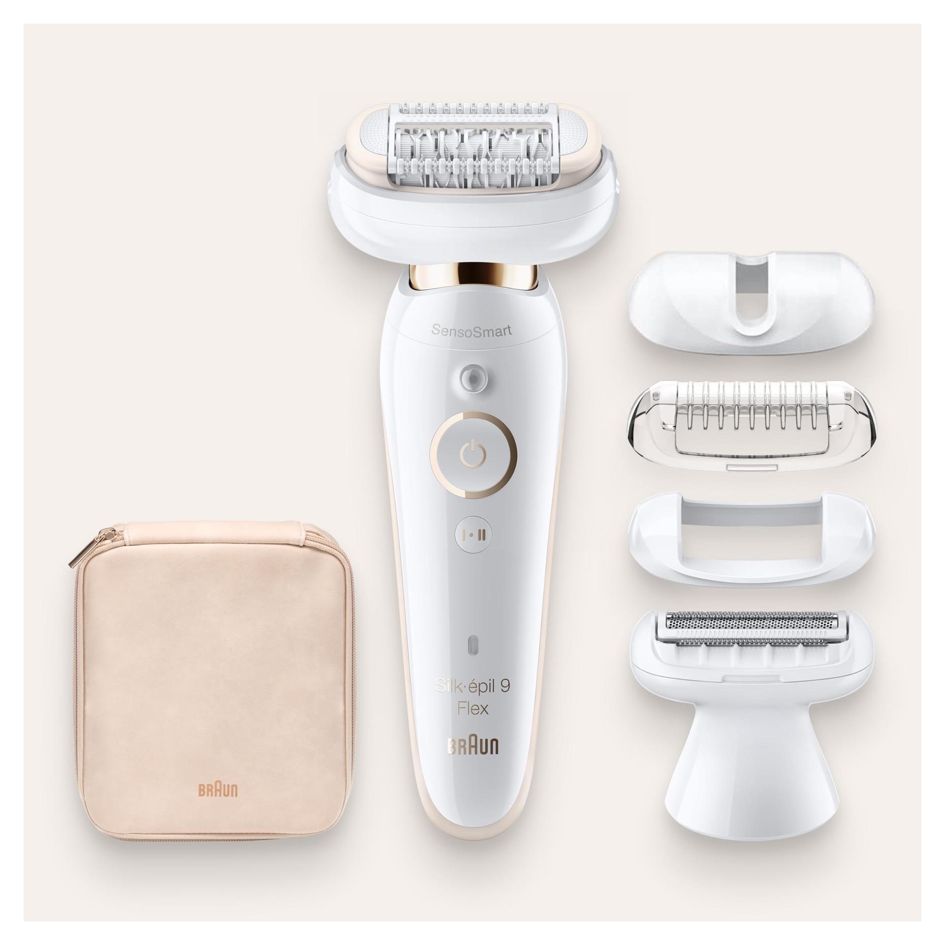 Braun Silk-épil 9 Flex Epilaator Naiste / Karvaeemaldaja, 5 otsikut, kott, paindliku peaga lihtsamaks karvaeemalduseks, 9-006, valge/kuldne – pilt 8