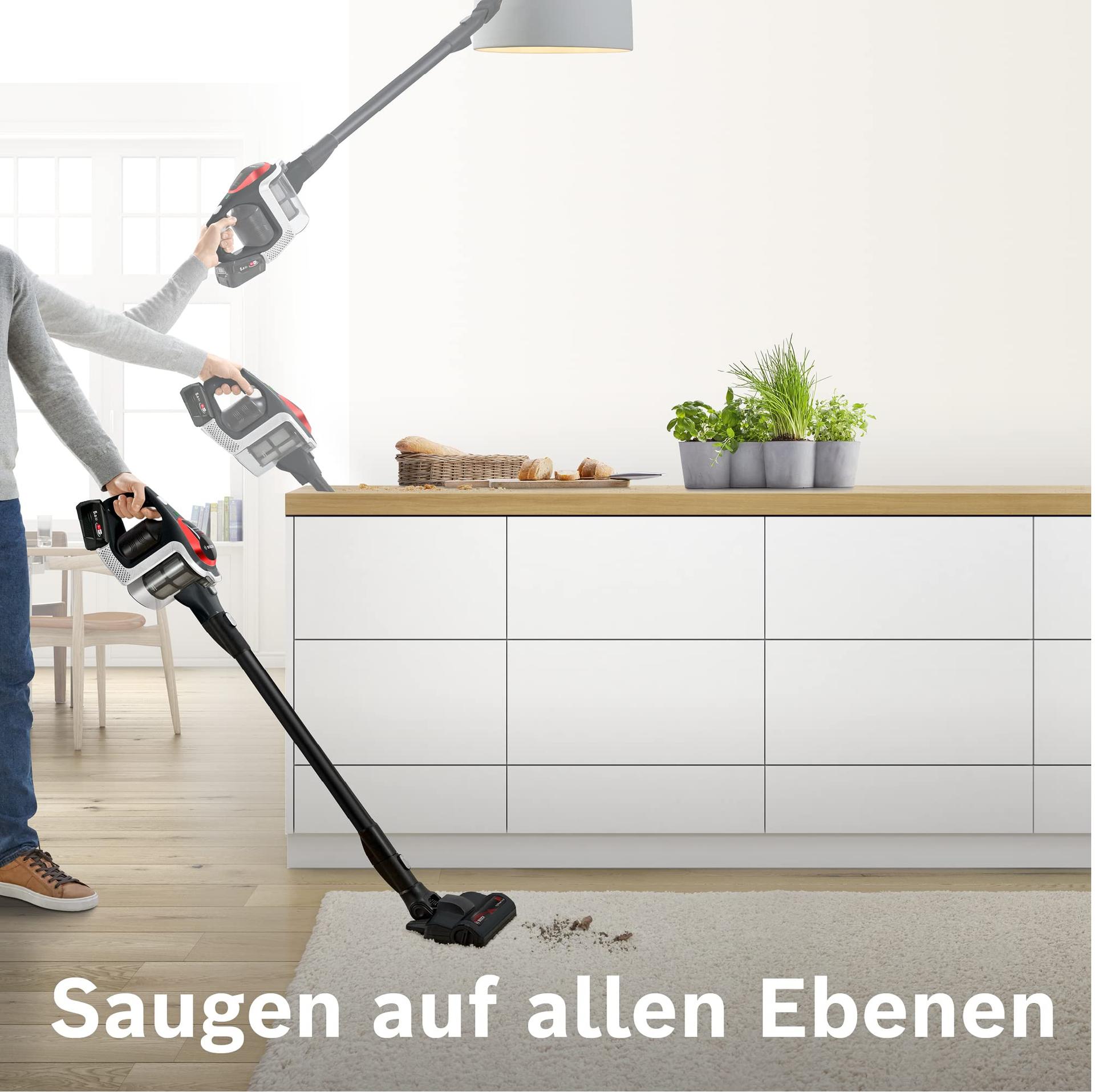 Bosch juhtmevaba akuga tolmuimeja Unlimited ProPower Serie 8 BSS81POW1, kotivaba, hügieenifilter, suur imemisvõimsus, pikk tööaeg, kiire laadimine, piludüüs, must – pakend ja tarvikud