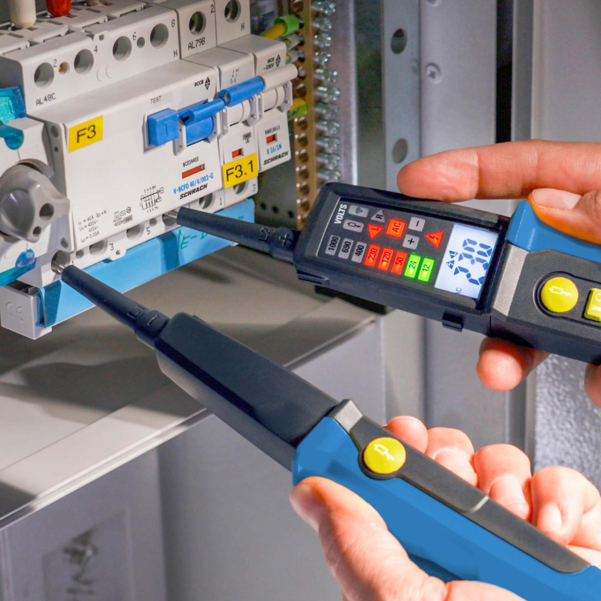 Pancontrol PAN MV-1000AD pingetester ja juhtivuse tester 12-1000V, LED & LCD ekraan, CAT III 1000V / CAT IV 600V – pakend ja tarvikud